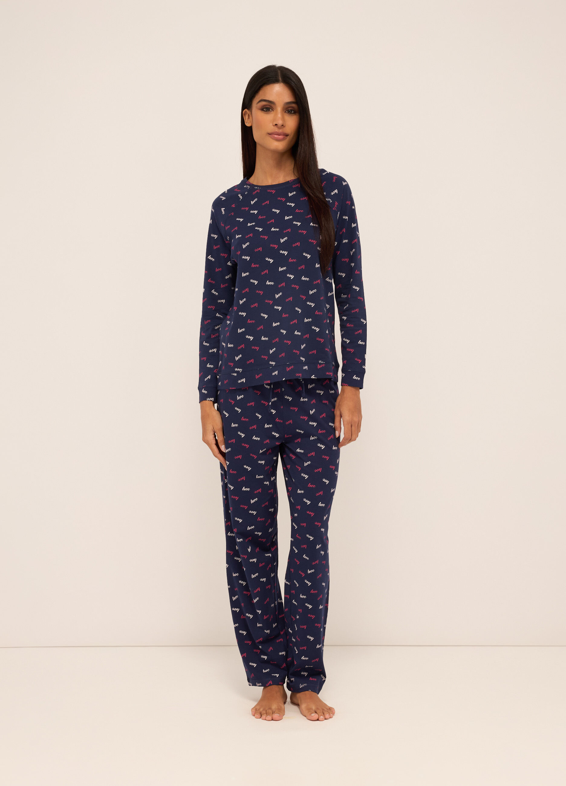 Top pigiama lungo in puro cotone donna_0