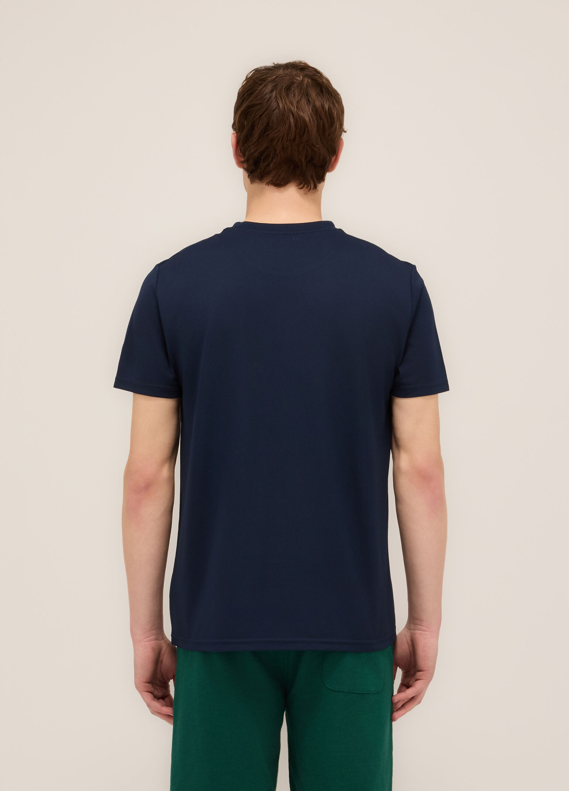 T-shirt girocollo effetto piquet uomo_1