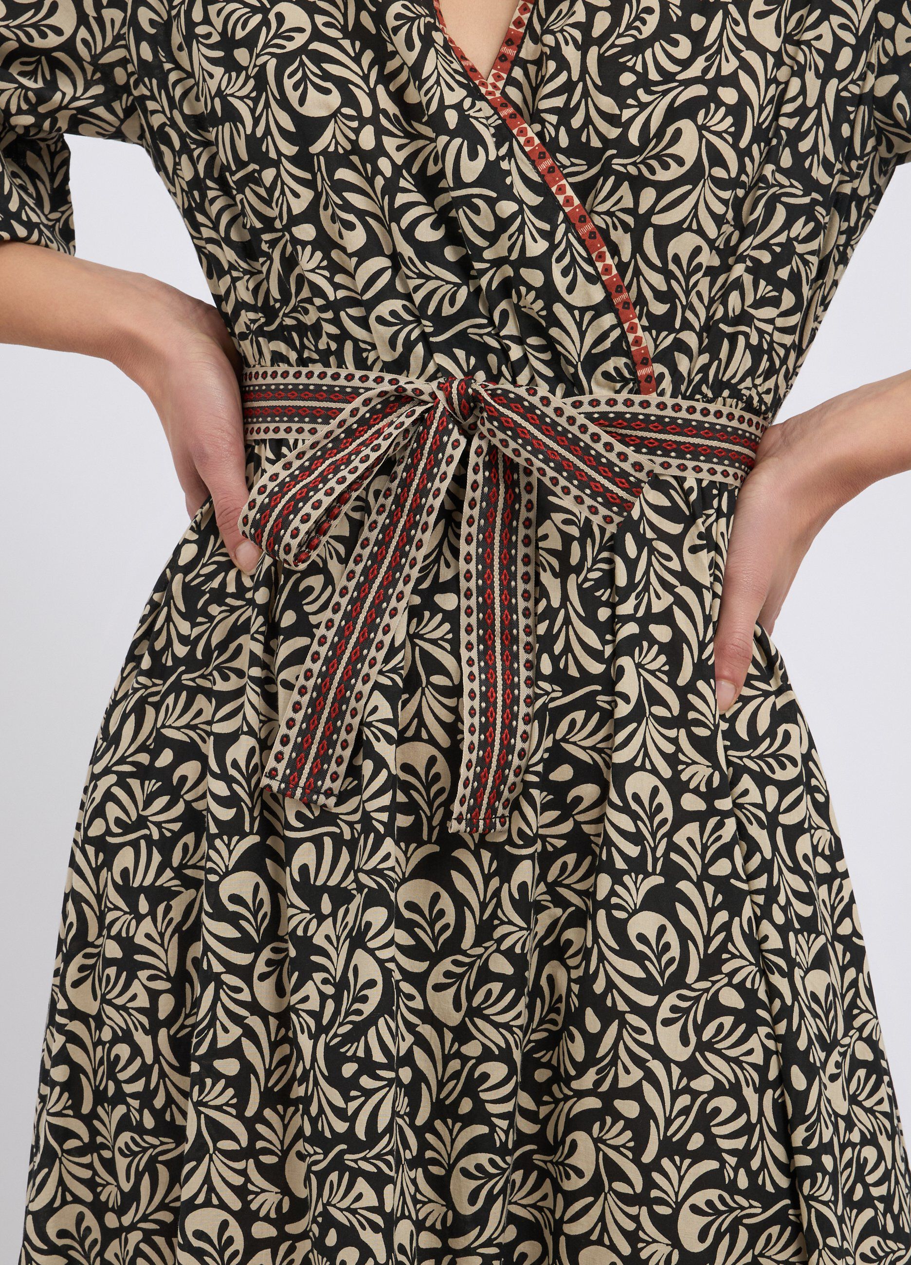 Abito lungo in cotone con stampa donna_2