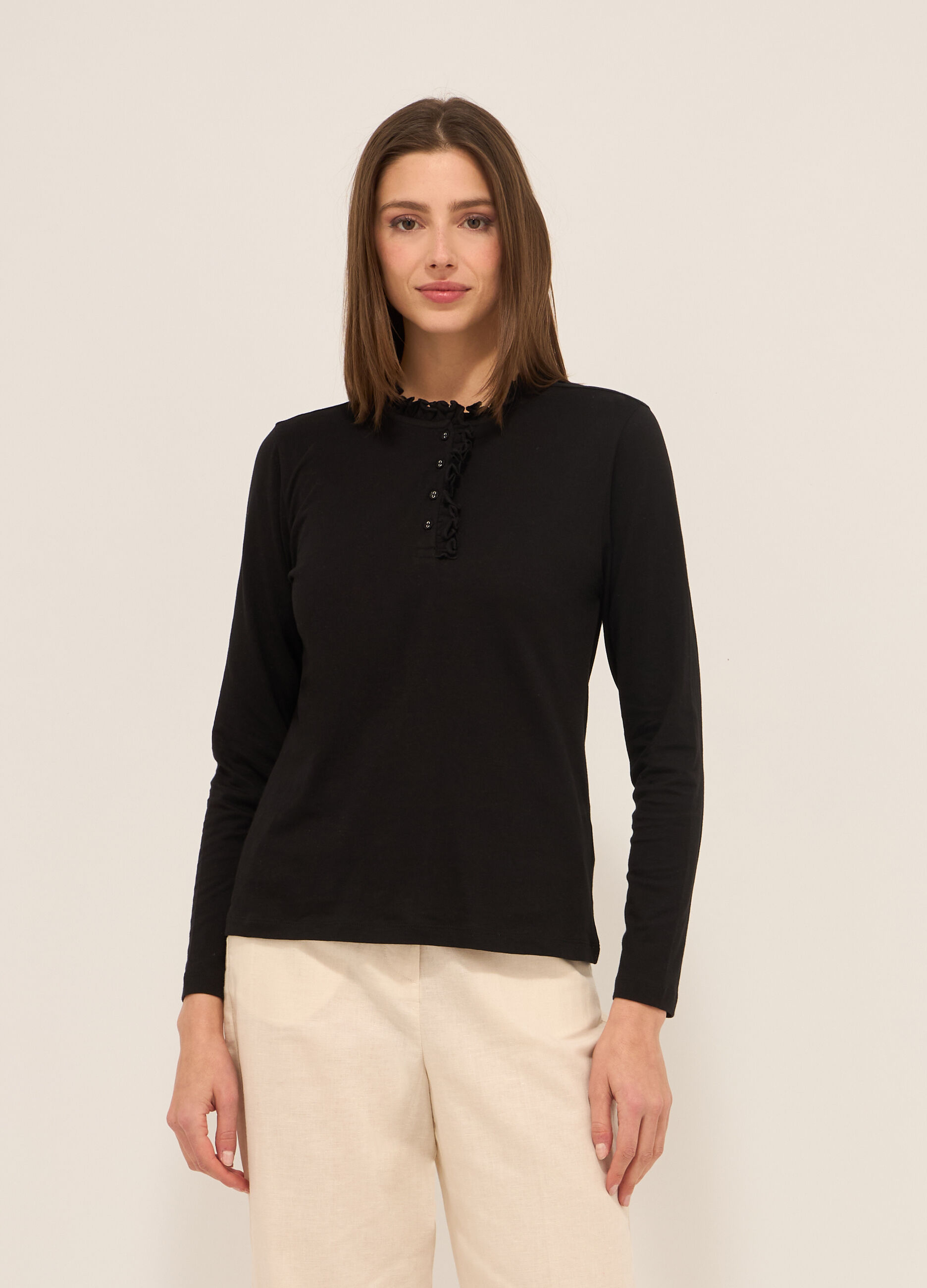 T-shirt in jersey di puro cotone donna_0