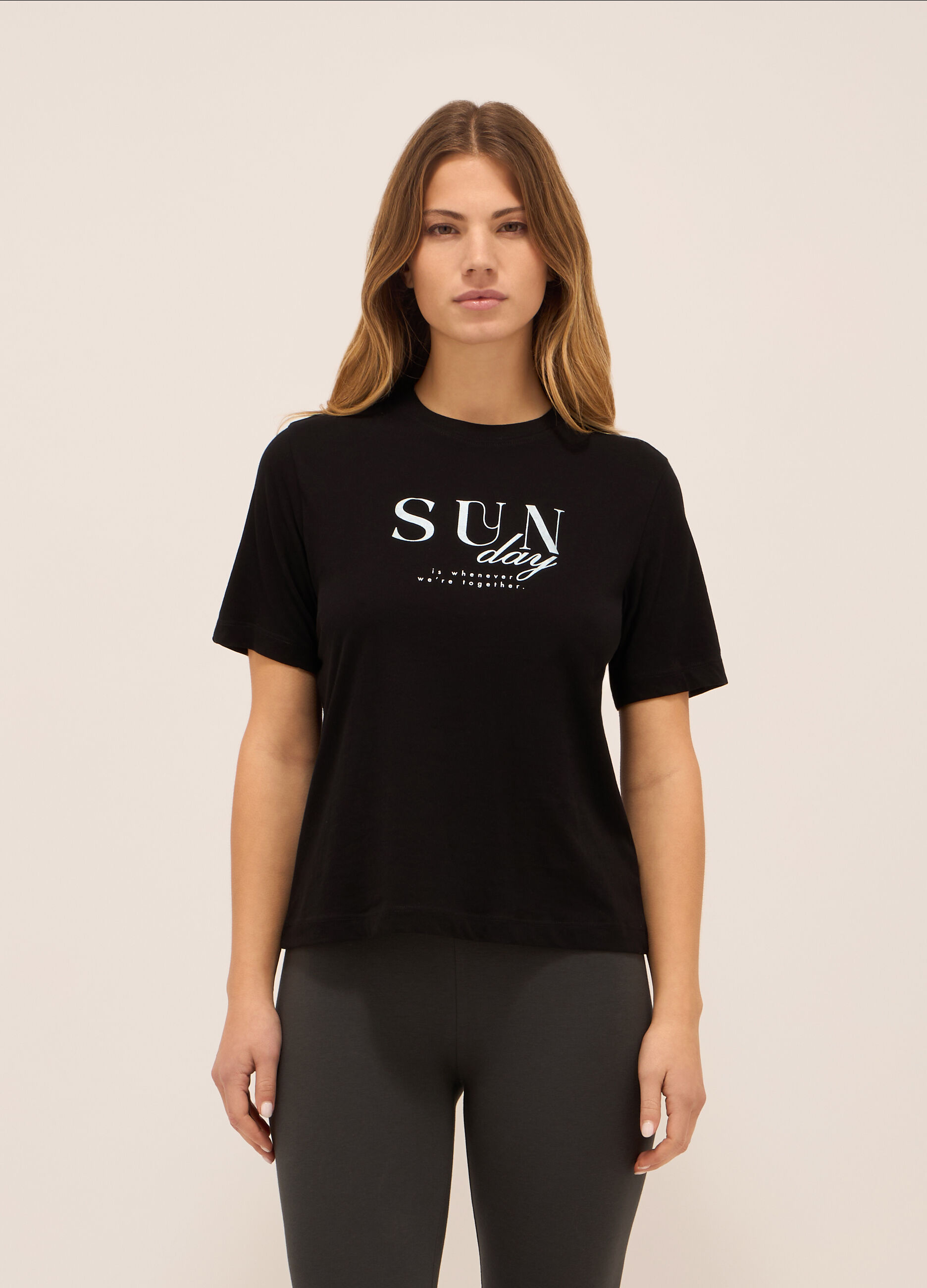 T-shirt in jersey di puro cotone donna_0