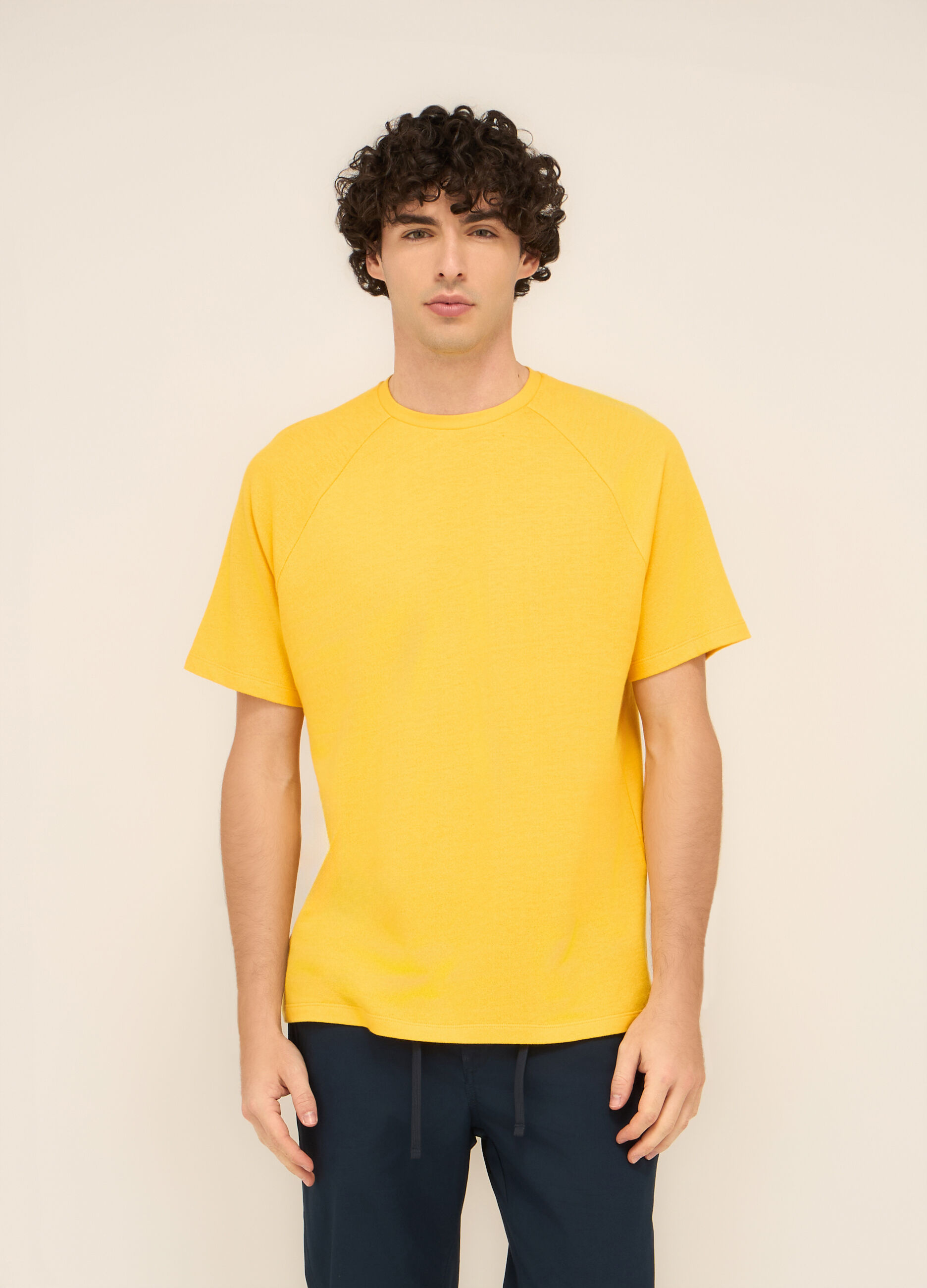 T-shirt girocollo in cotone e lino uomo
