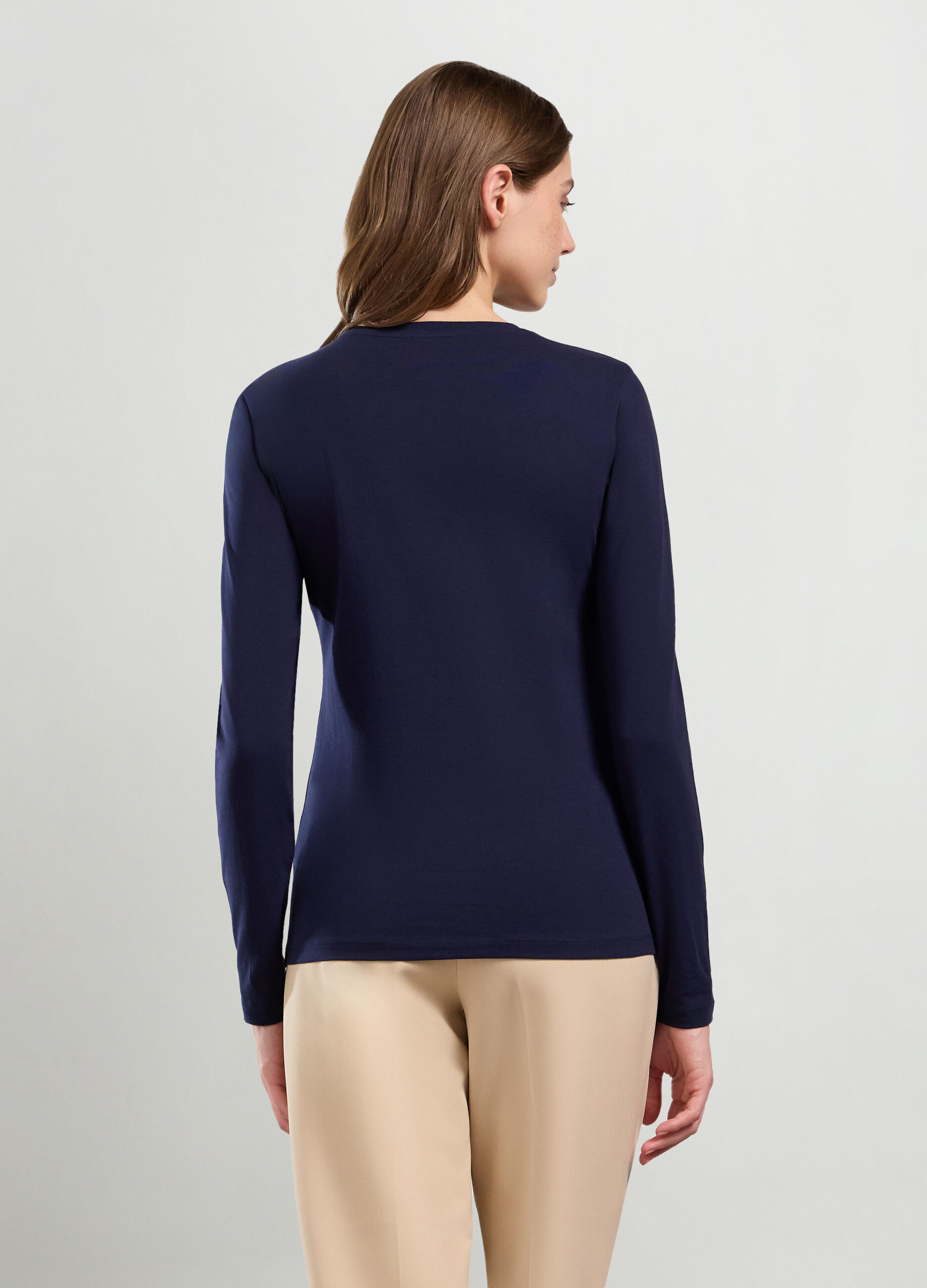 T-shirt in cotone stretch con stampa donna_1