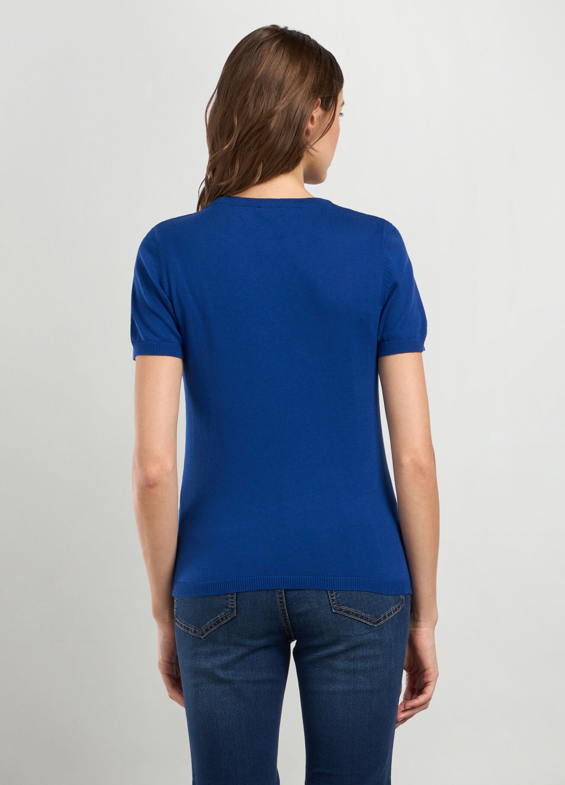 Tricot misto cotone a maniche corte donna_1