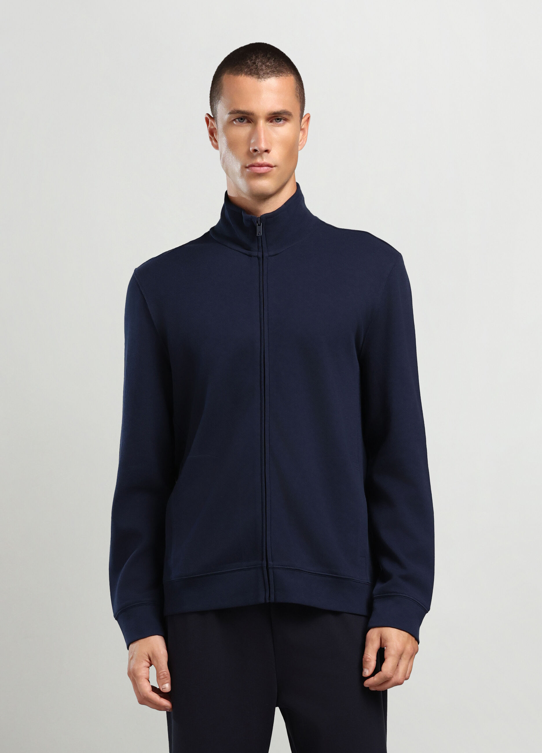 Felpa lupetto in piquet di cotone uomo_0