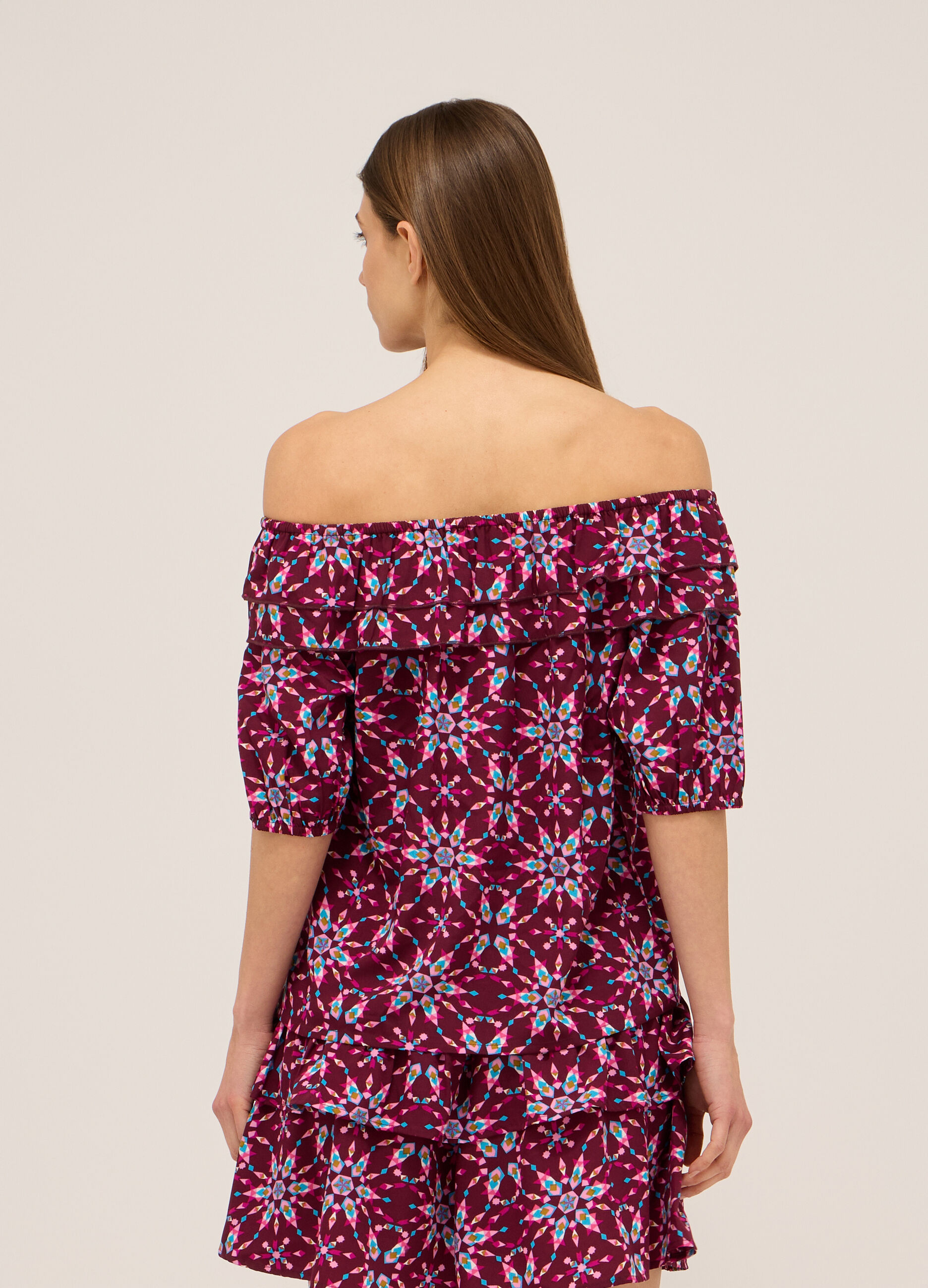 Blusa crepe con stampa donna_1