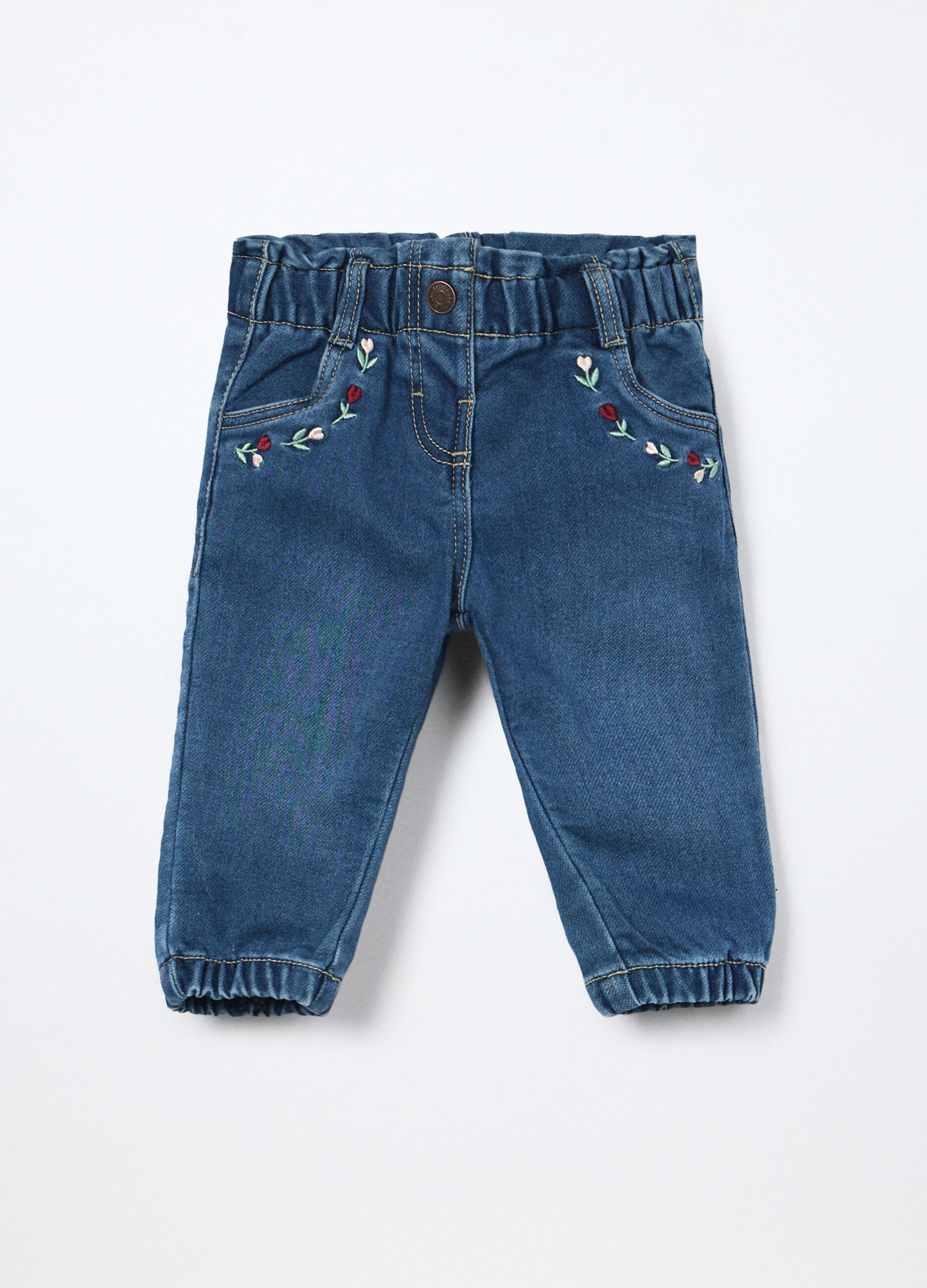 Jogger in french terry denim neonata_0