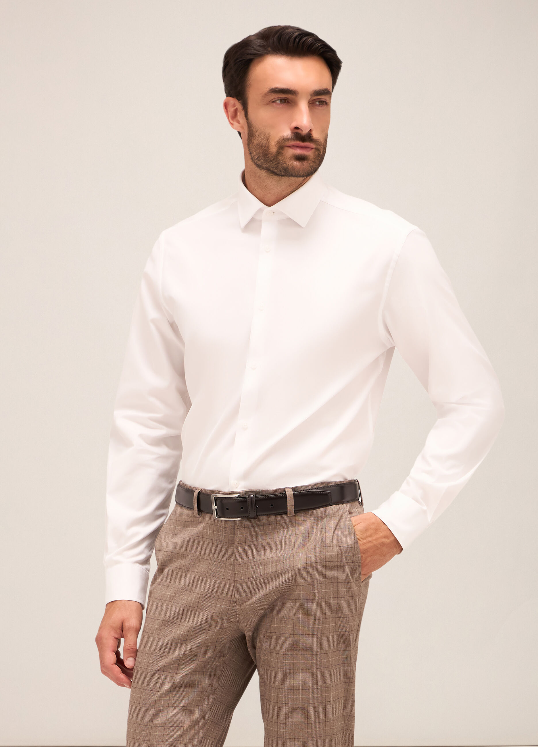 Camicia regular fit colletto francese in cotone uomo_0