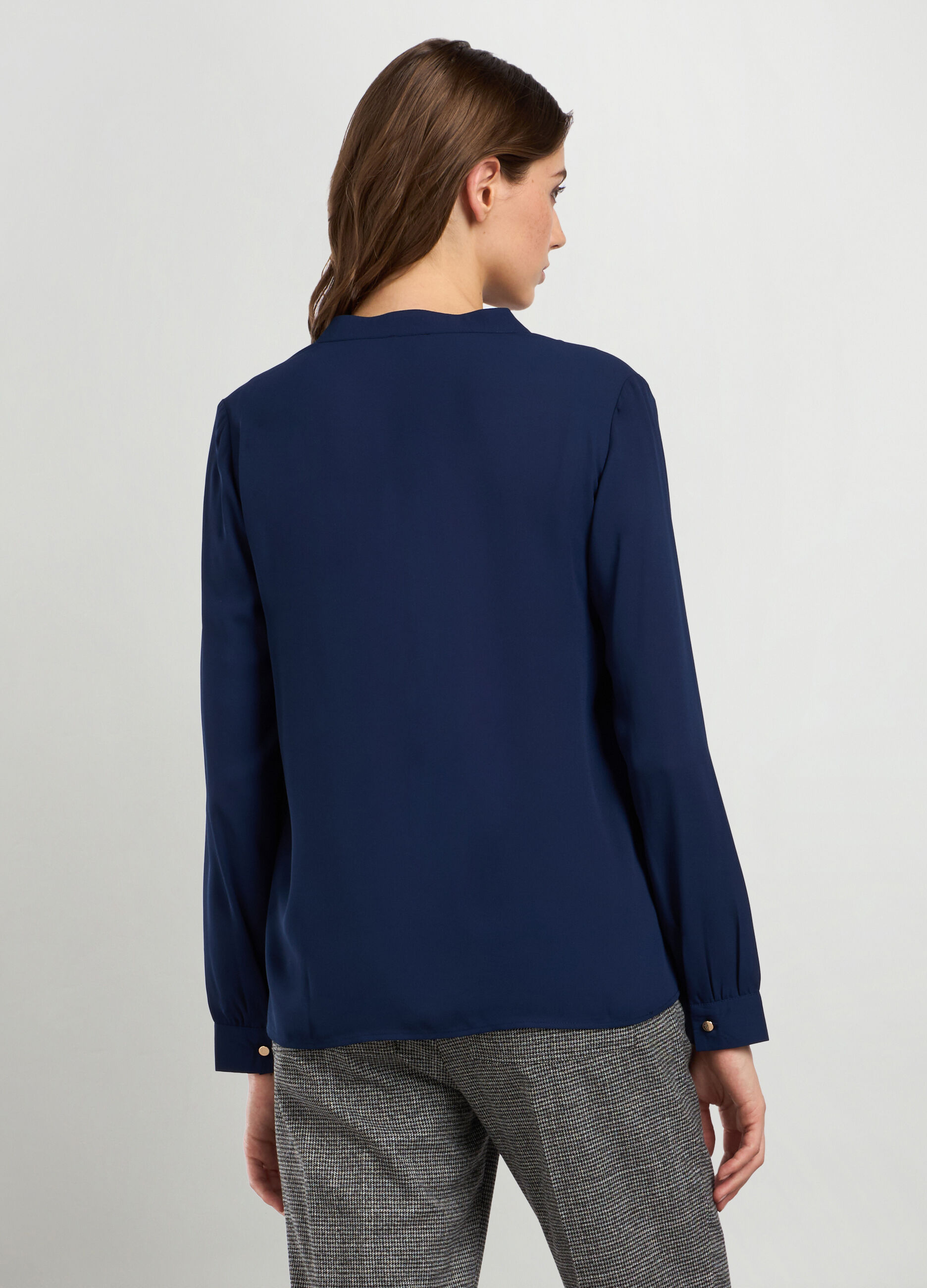 Blusa crêpe in tinta unita donna_1