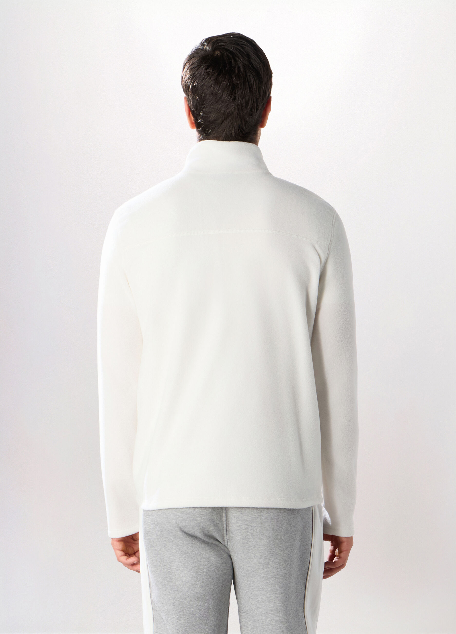 Lupetto con zip in pile uomo_1