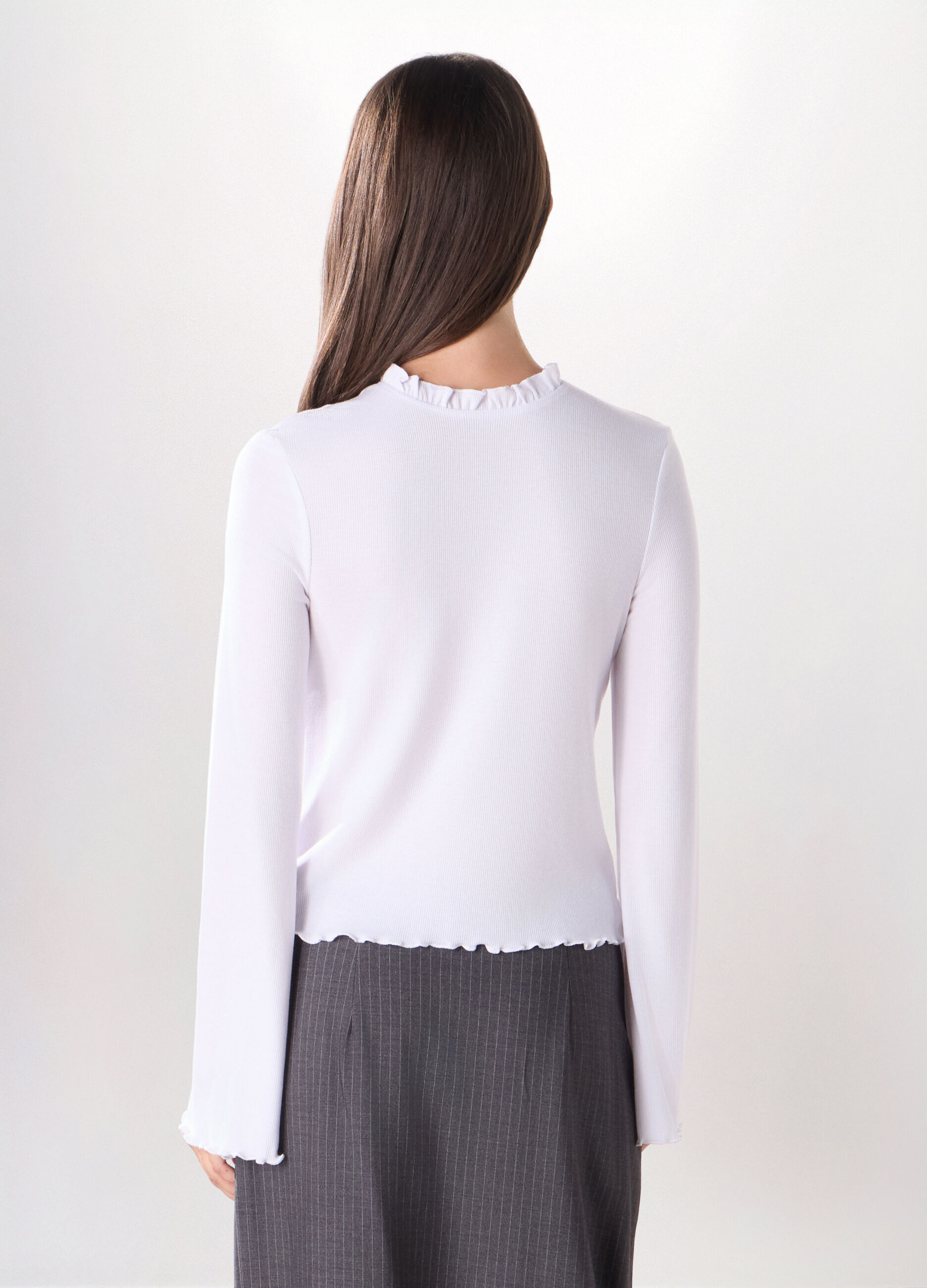 T-shirt in costina di misto viscosa stretch donna_1