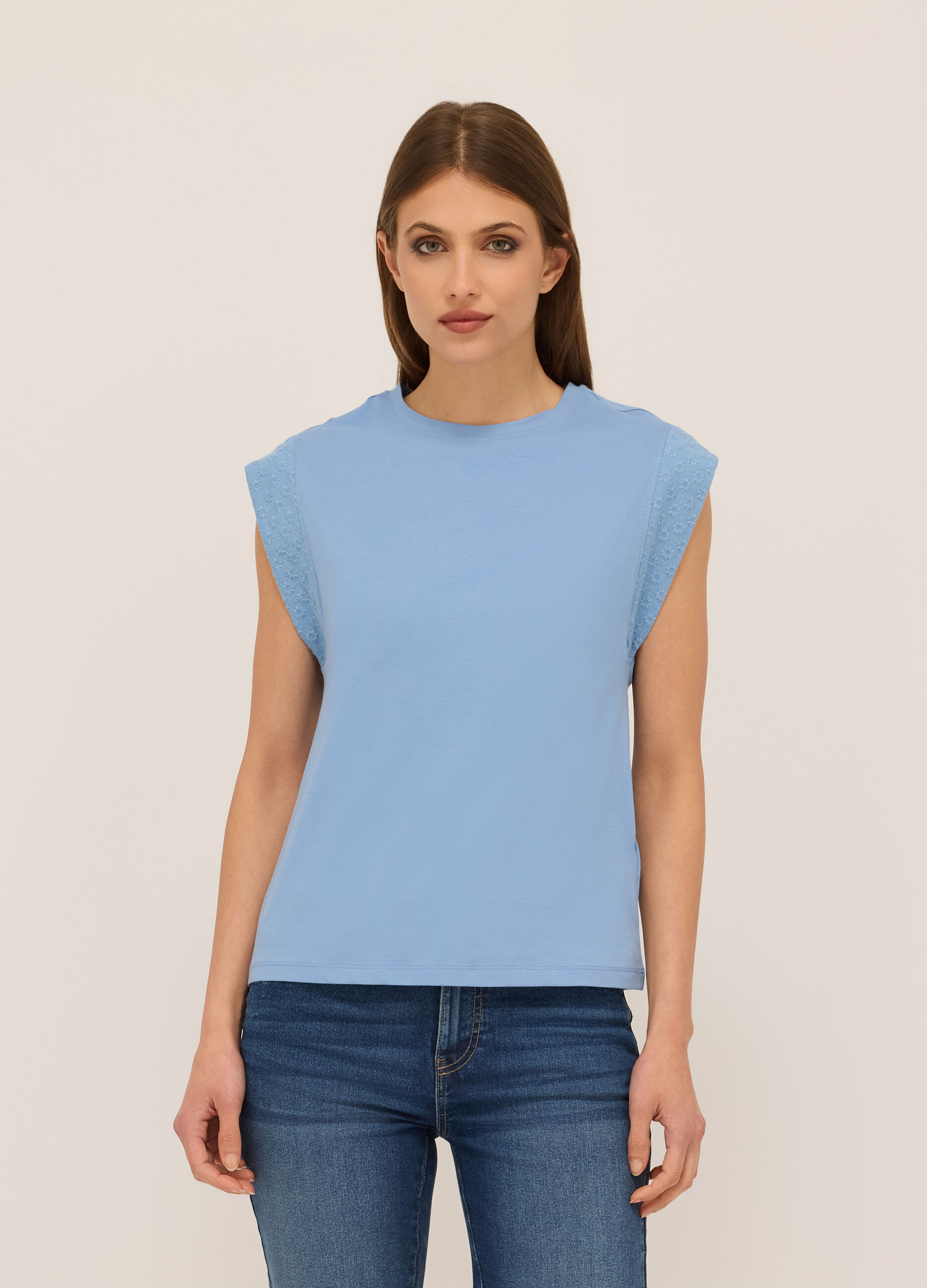 Canotta in jersey di cotone stretch donna_0
