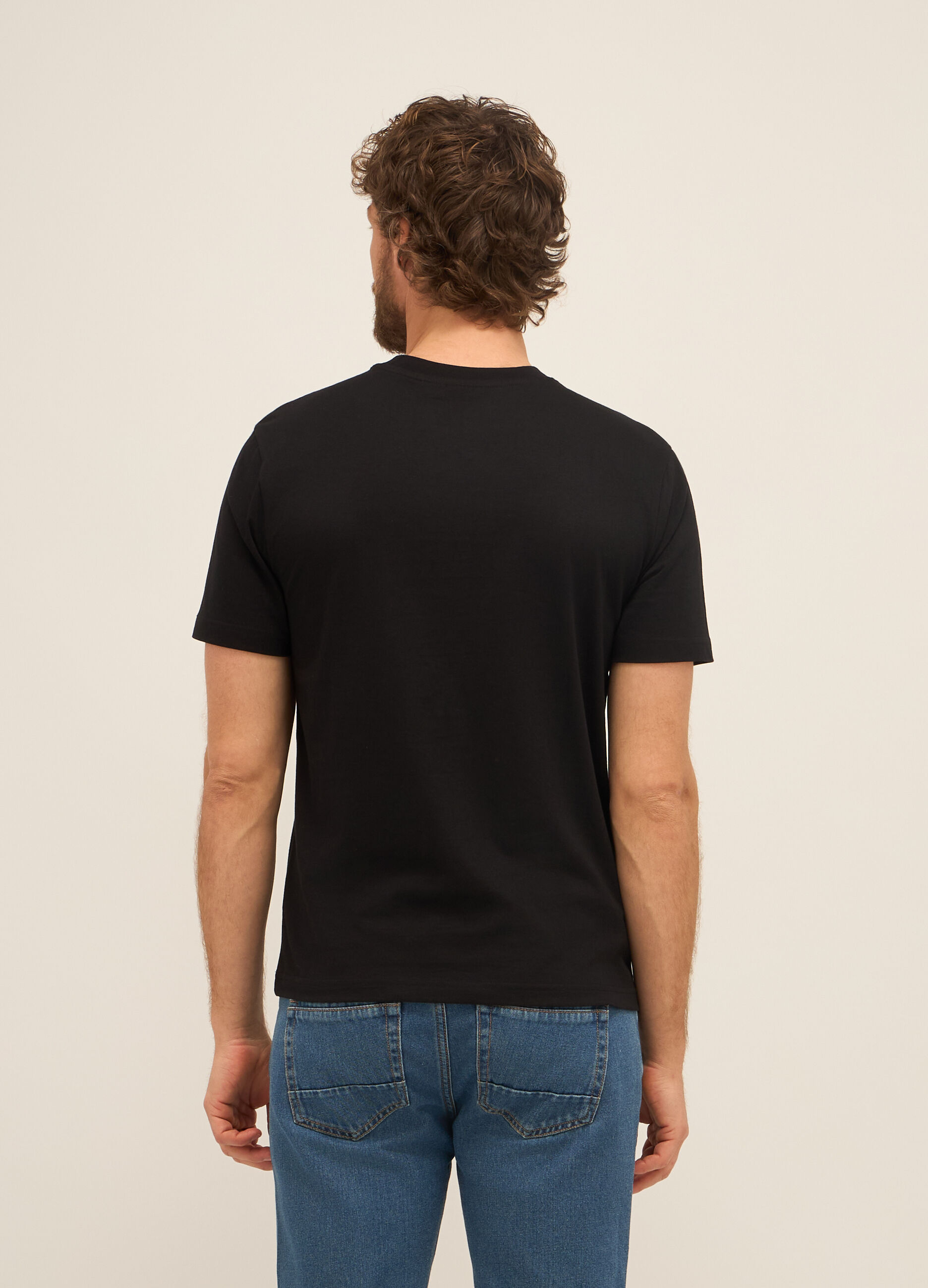 T-shirt girocollo in cotone con stampa uomo_1