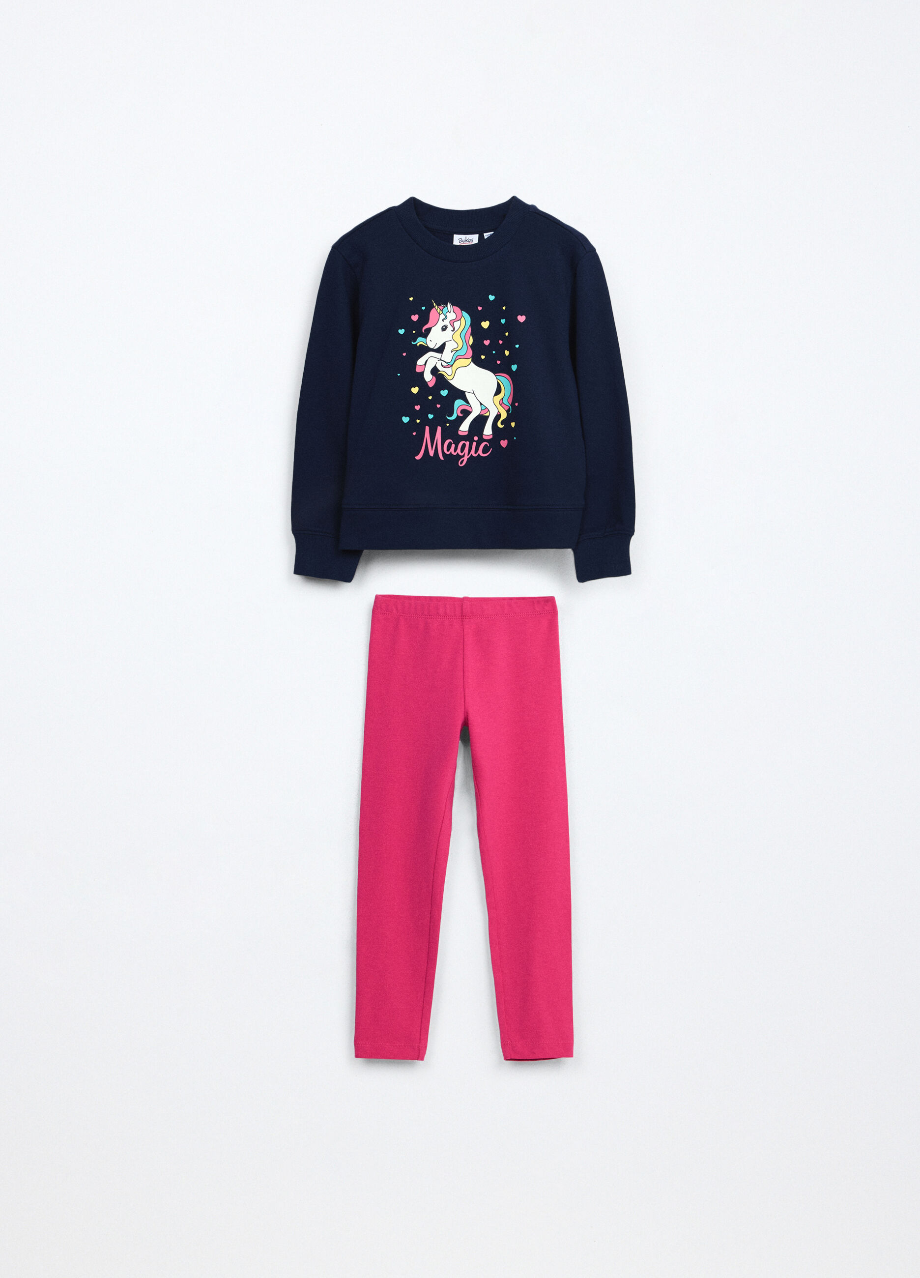 Jogging set in french terry di cotone stretch bambina_0