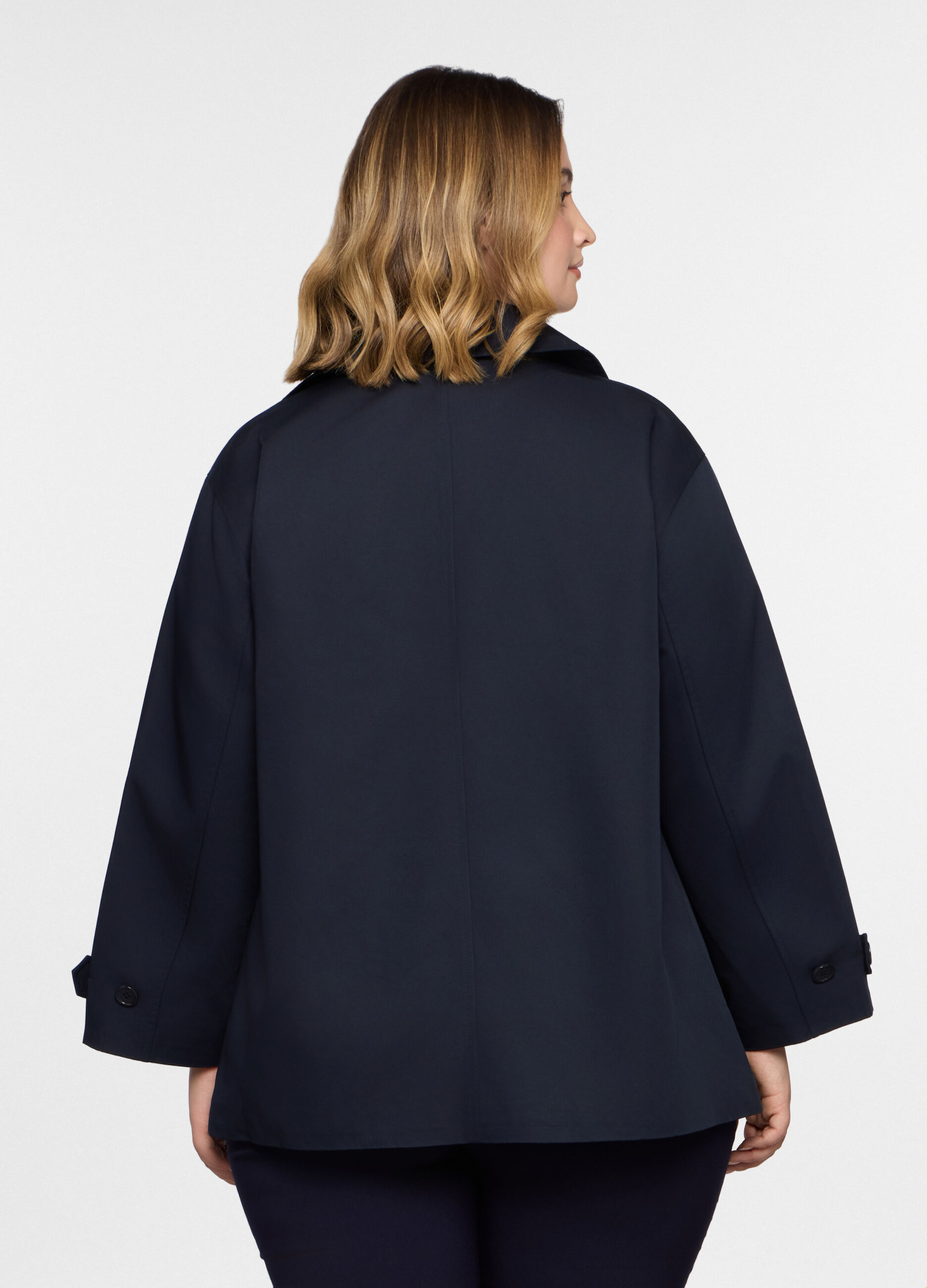 Trench corto doppiopetto con collo revers donna curvy_1