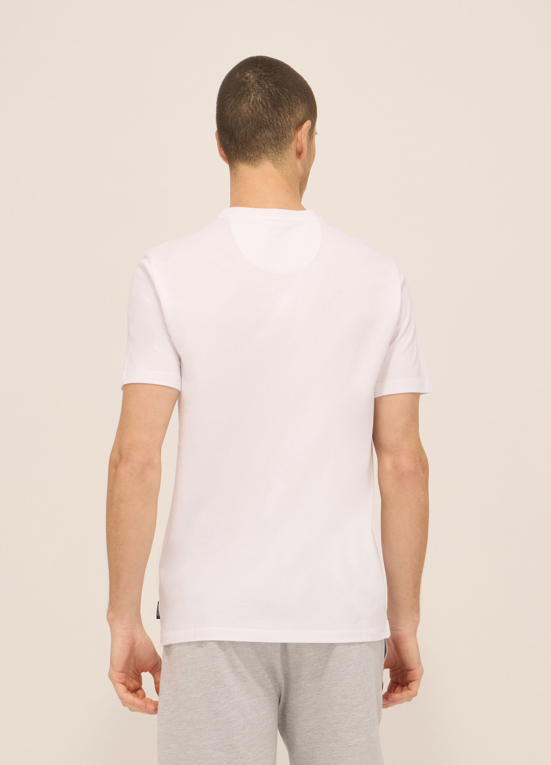 T-shirt girocollo in piquet di cotone uomo_1