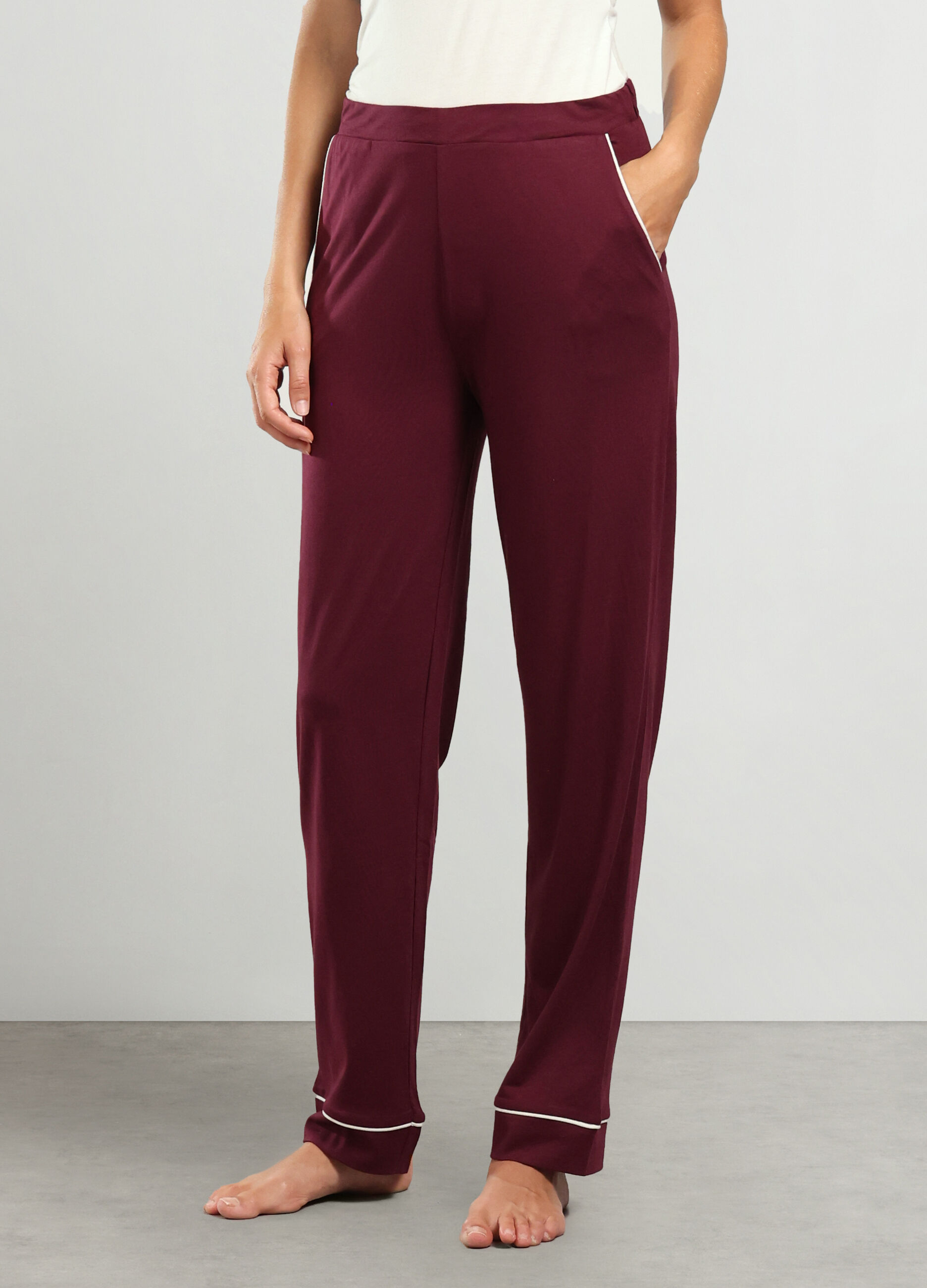 Pantaloni lunghi pigiama in misto cotone donna_0