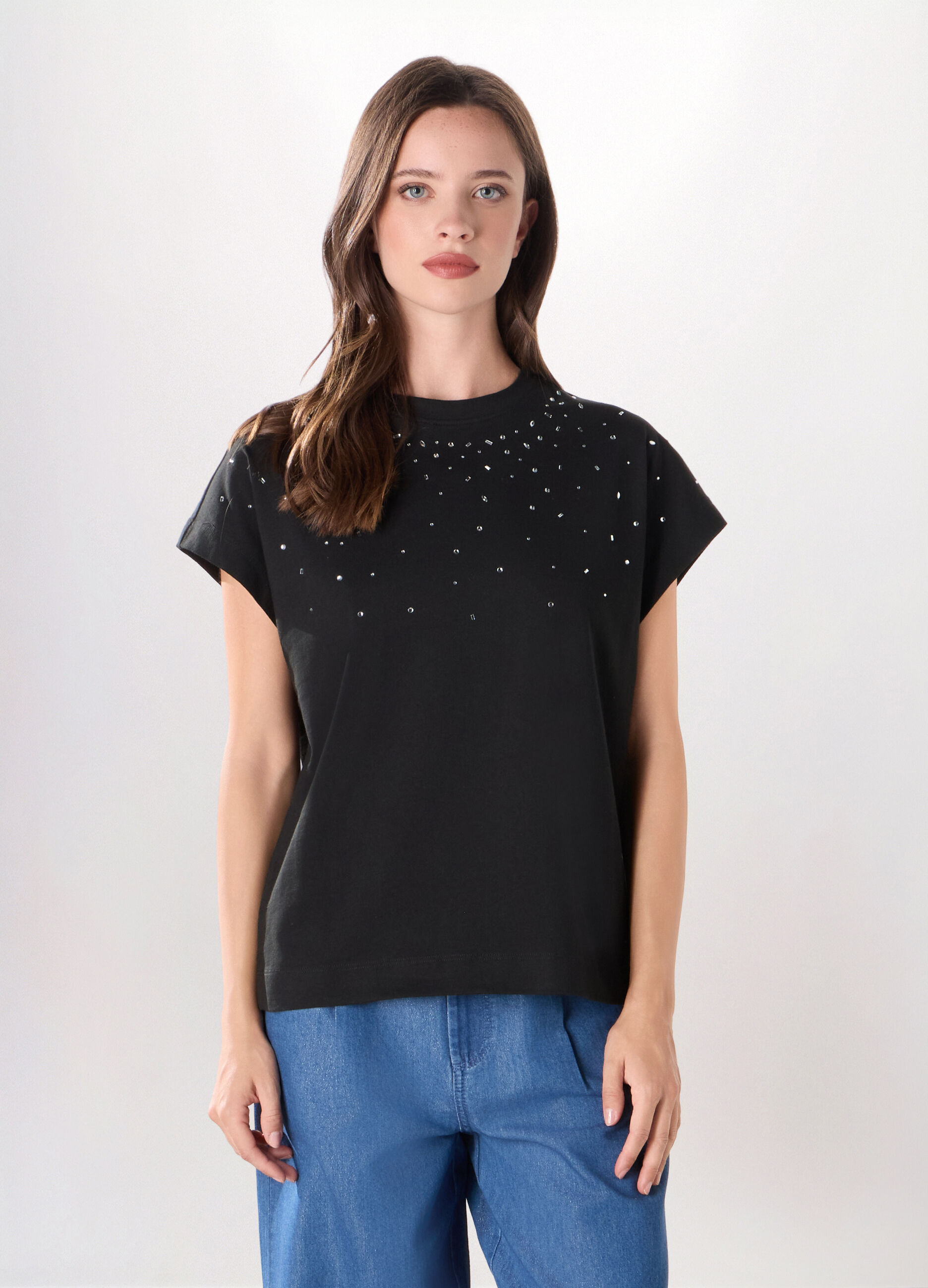 T-shirt in jersey di puro cotone donna_0