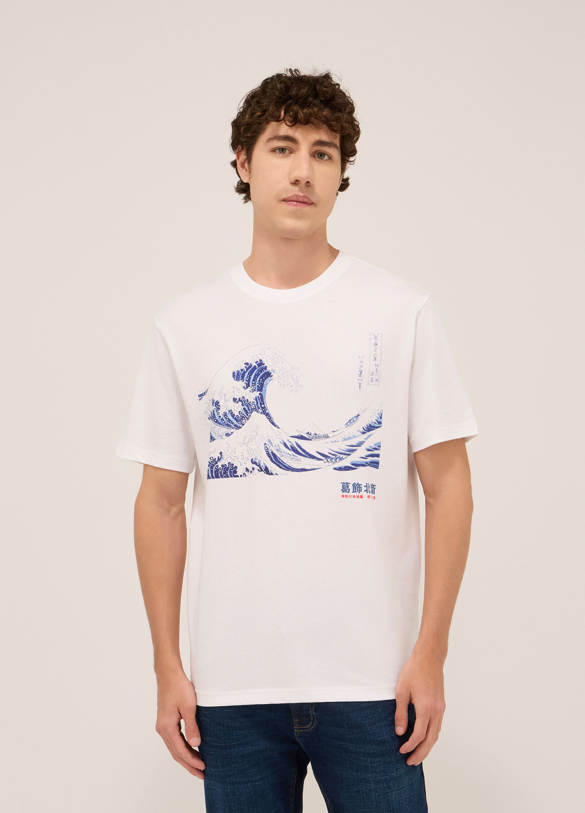 T-shirt in jersey di cotone con stampa uomo_0
