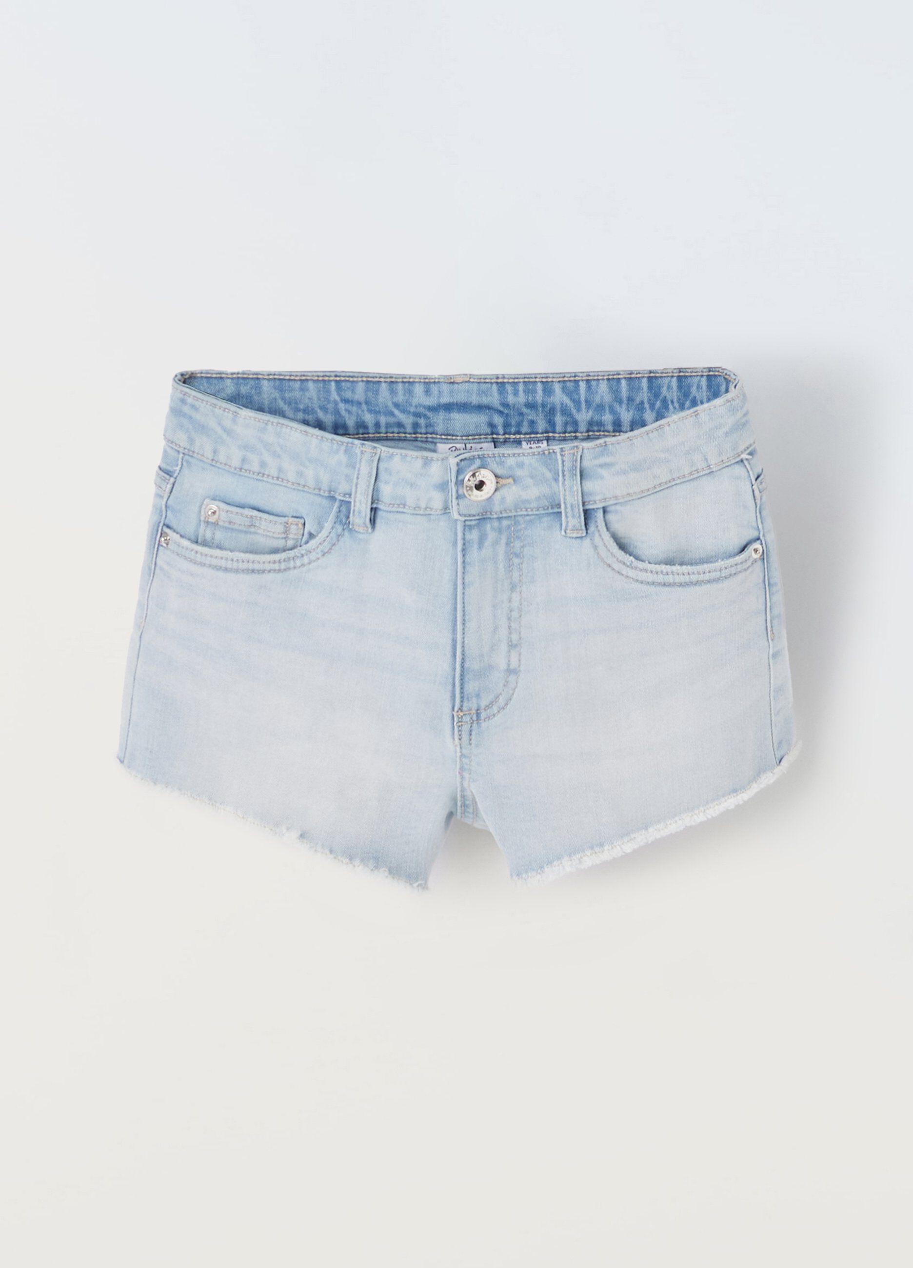 Shorts in denim di cotone stretch ragazza_0