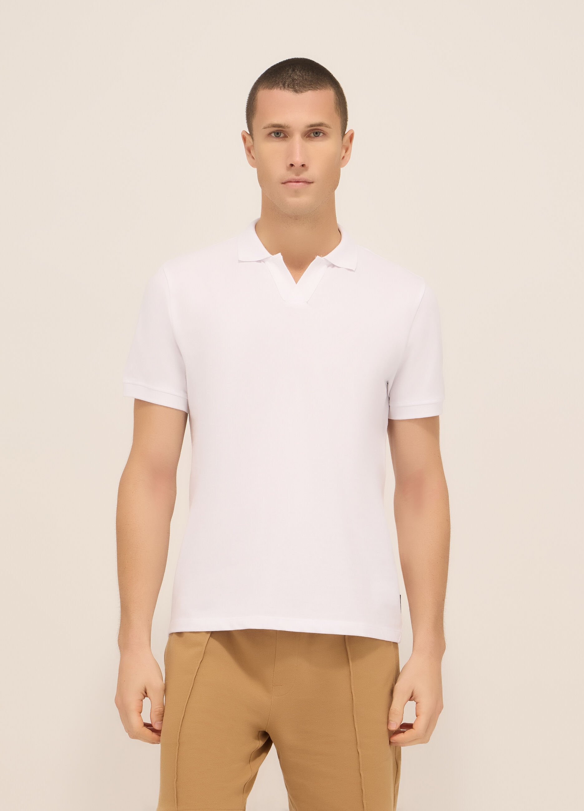 T-shirt girocollo in piquet di cotone uomo_0