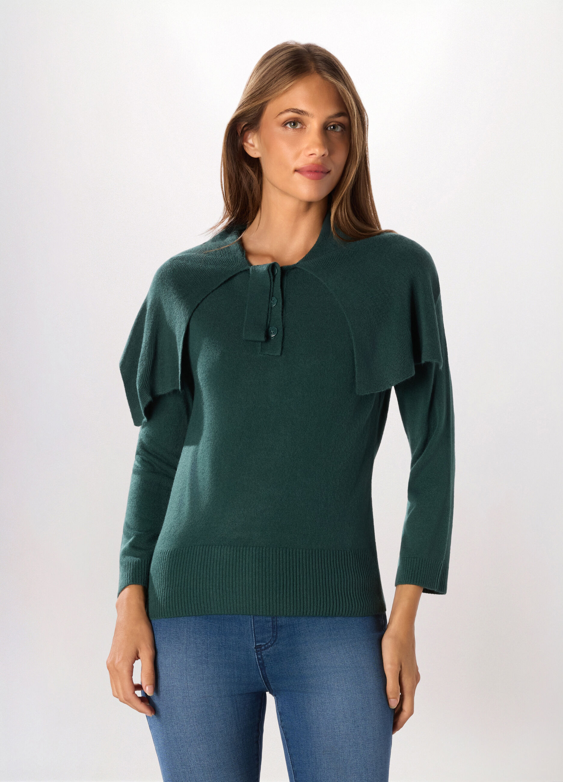 Pullover tricot con colletto donna_0