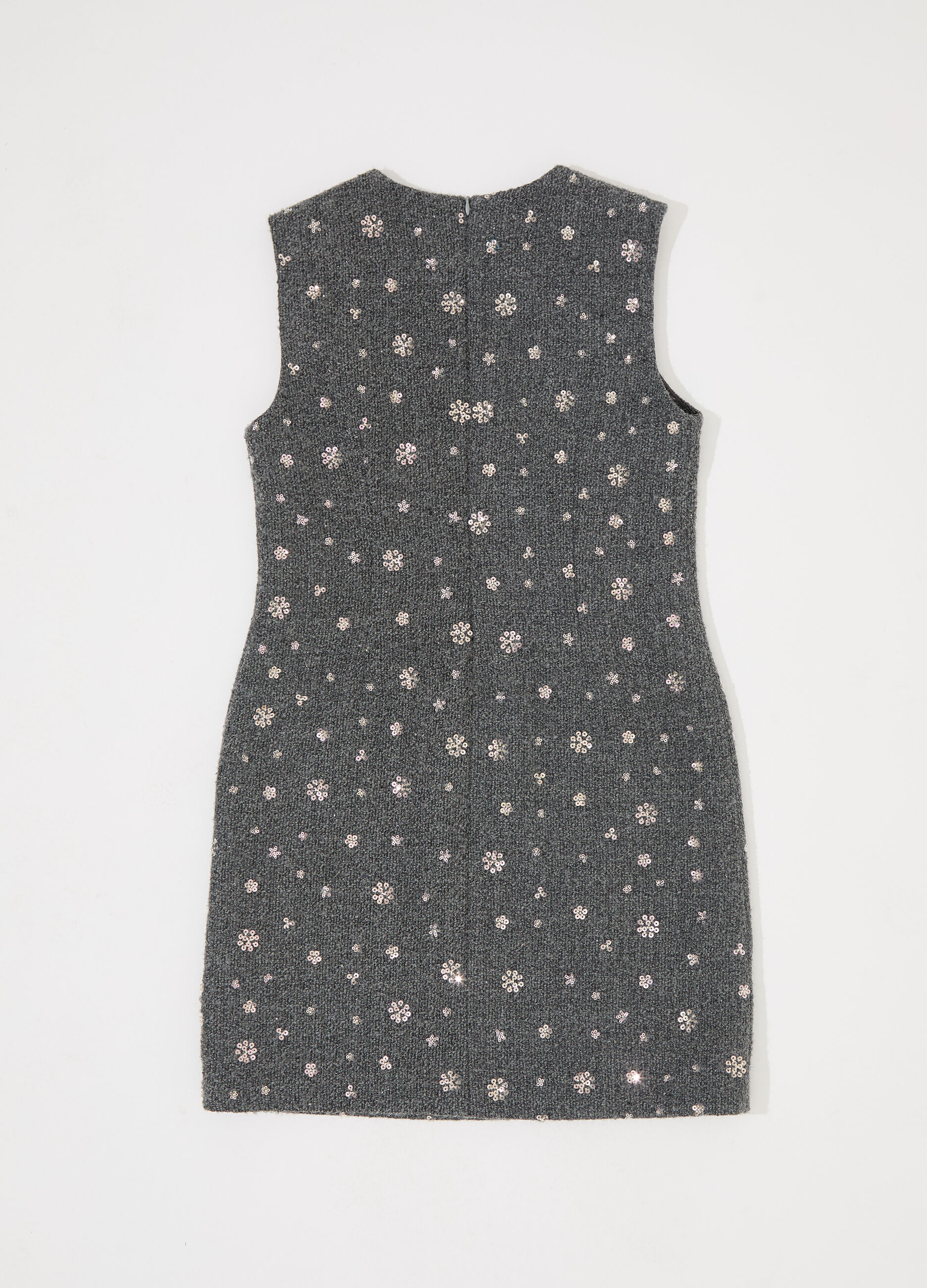 Vestito corto in bouclé di misto lana donna_5