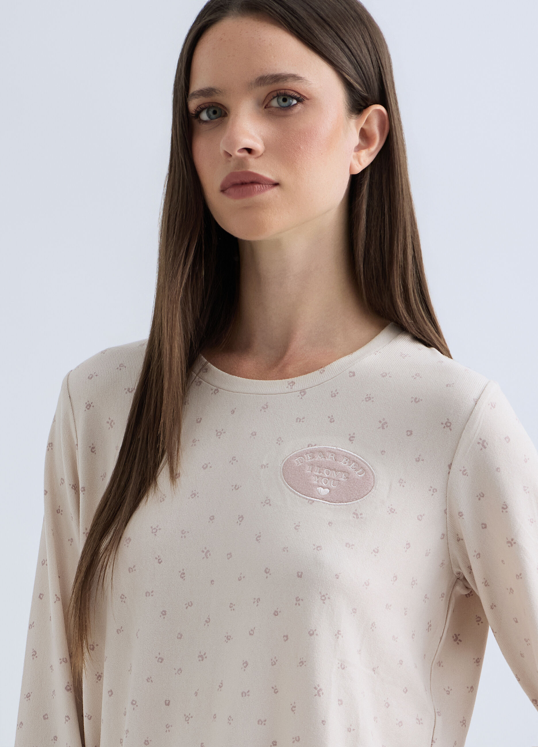 Set pigiama lungo con stampa donna_2