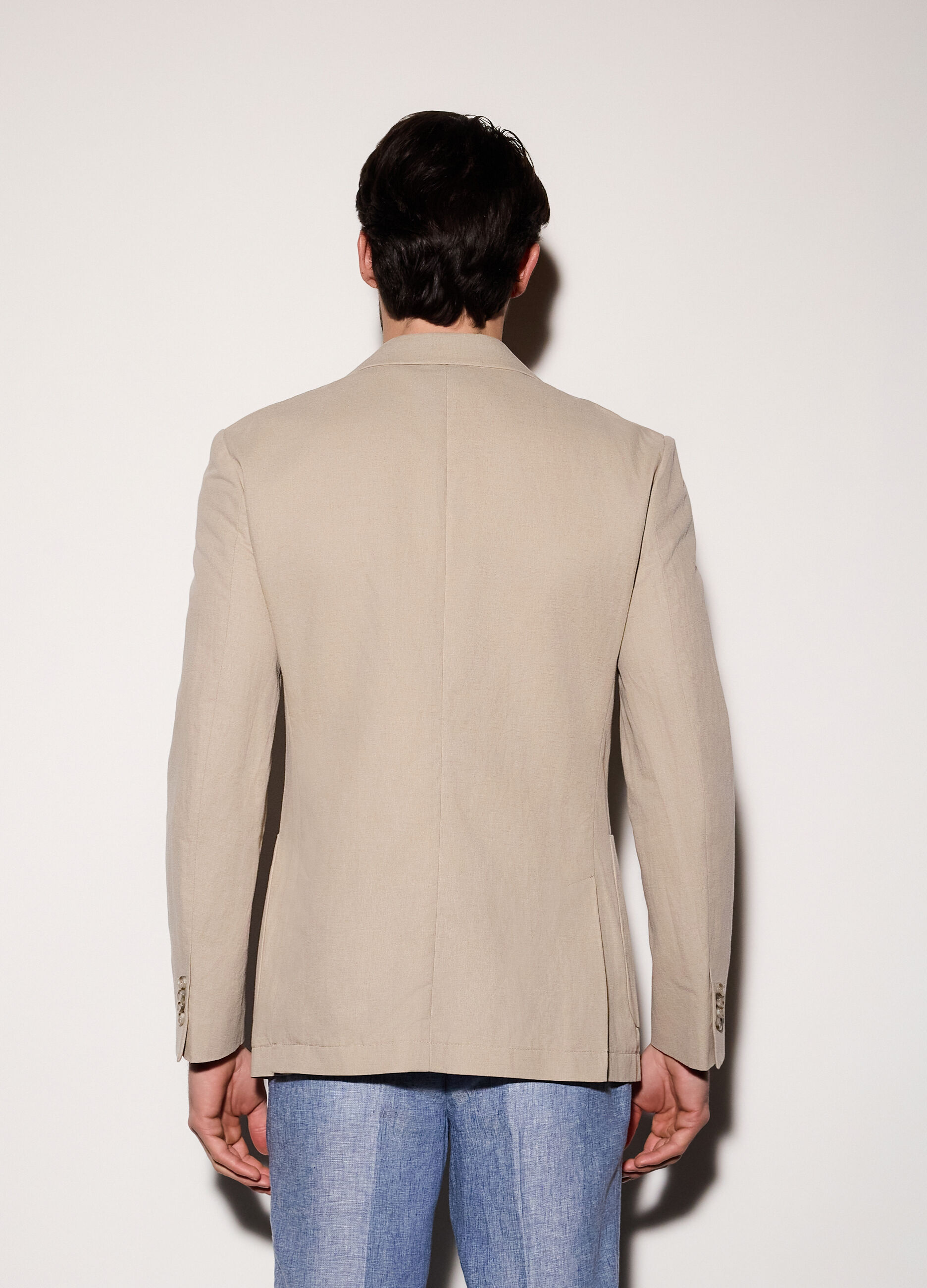 Blazer regular fit in cotone e lino uomo_1