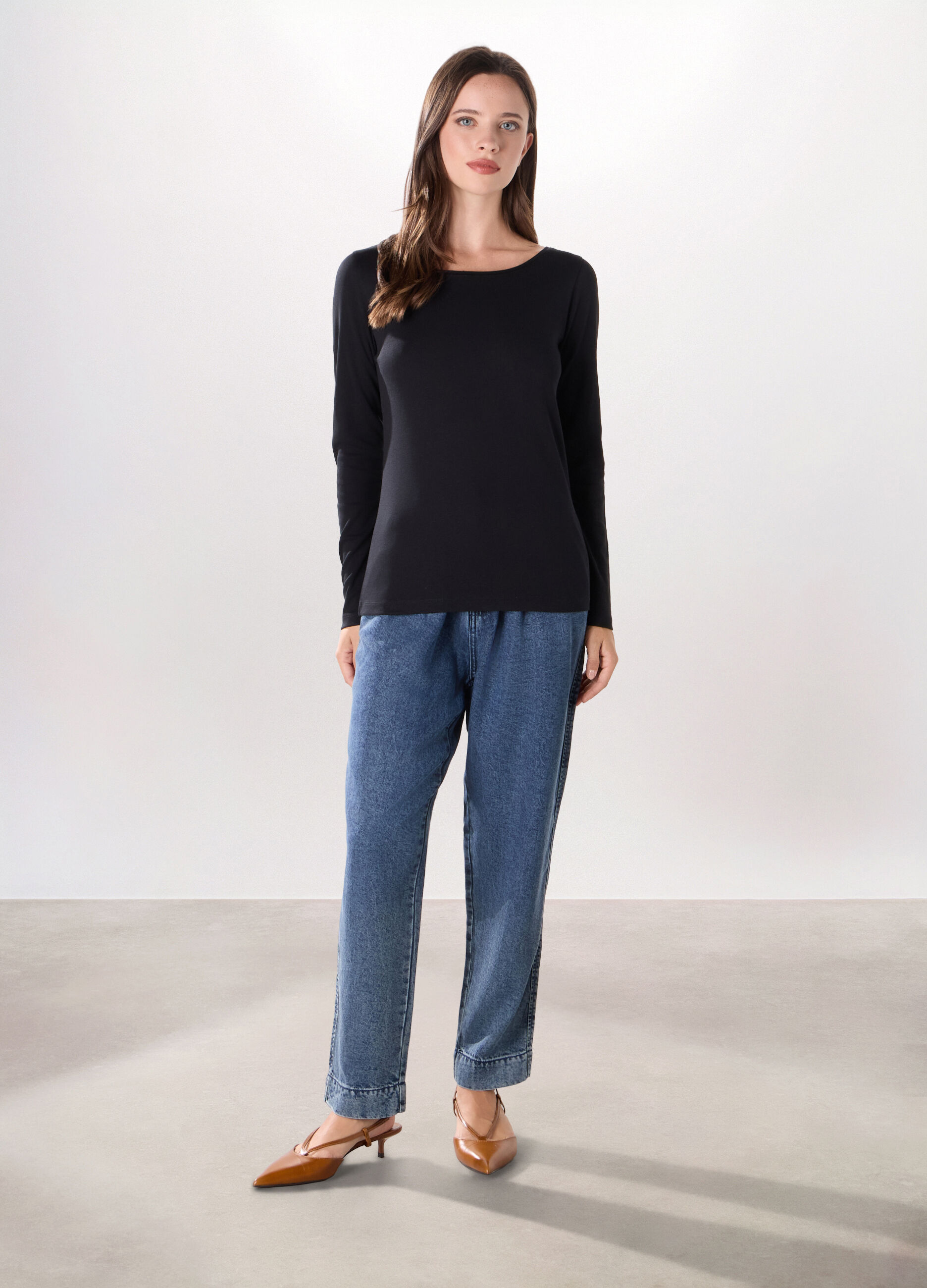 Pantaloni in denim di pura lyocell donna_0