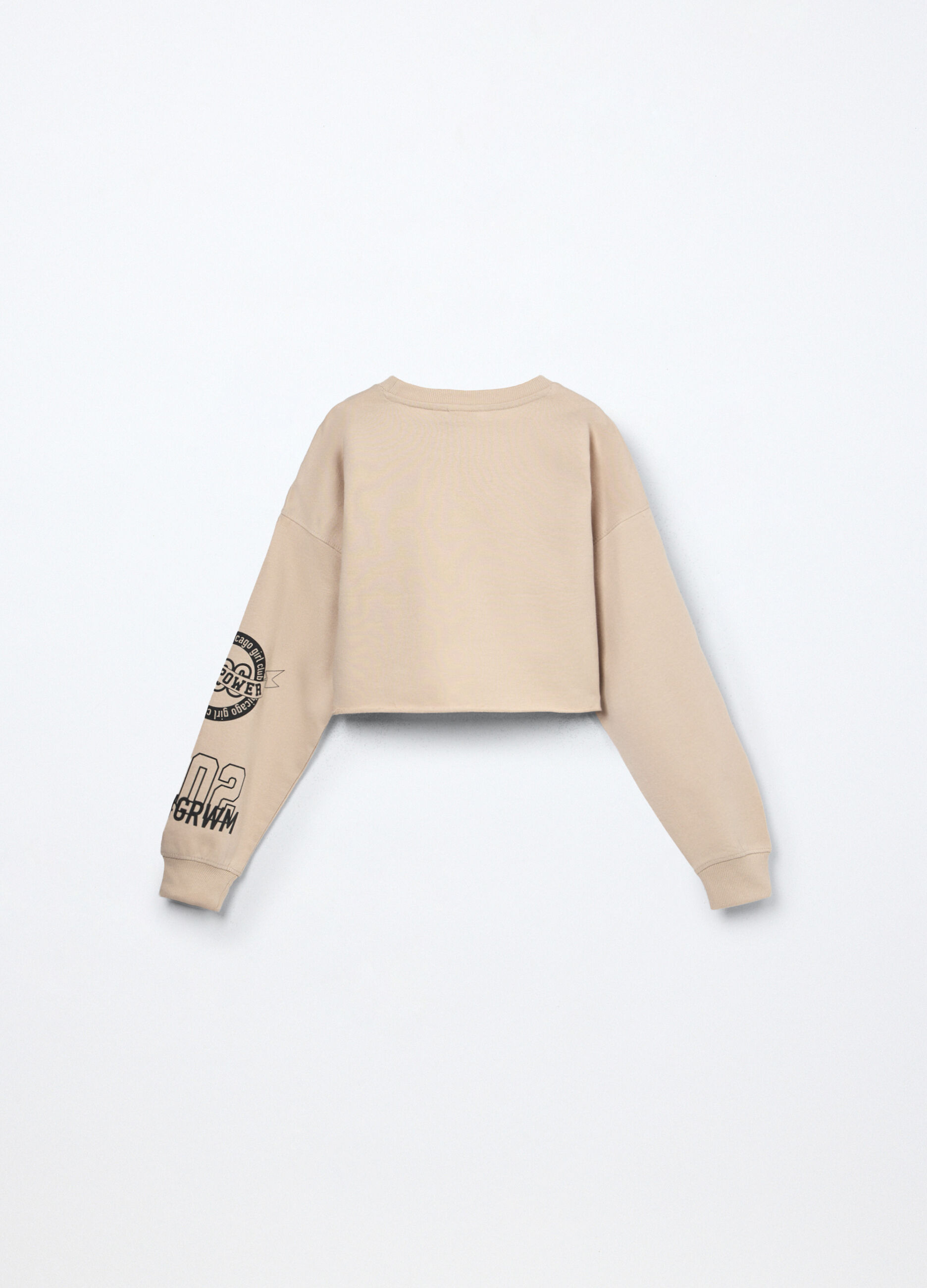 Felpa cropped in french terry di puro cotone ragazza