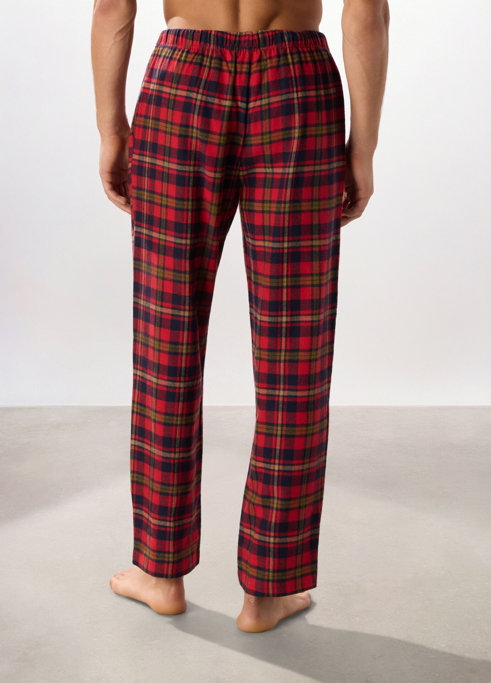 Pantaloni lunghi pigiama in cotone a quadri uomo_1