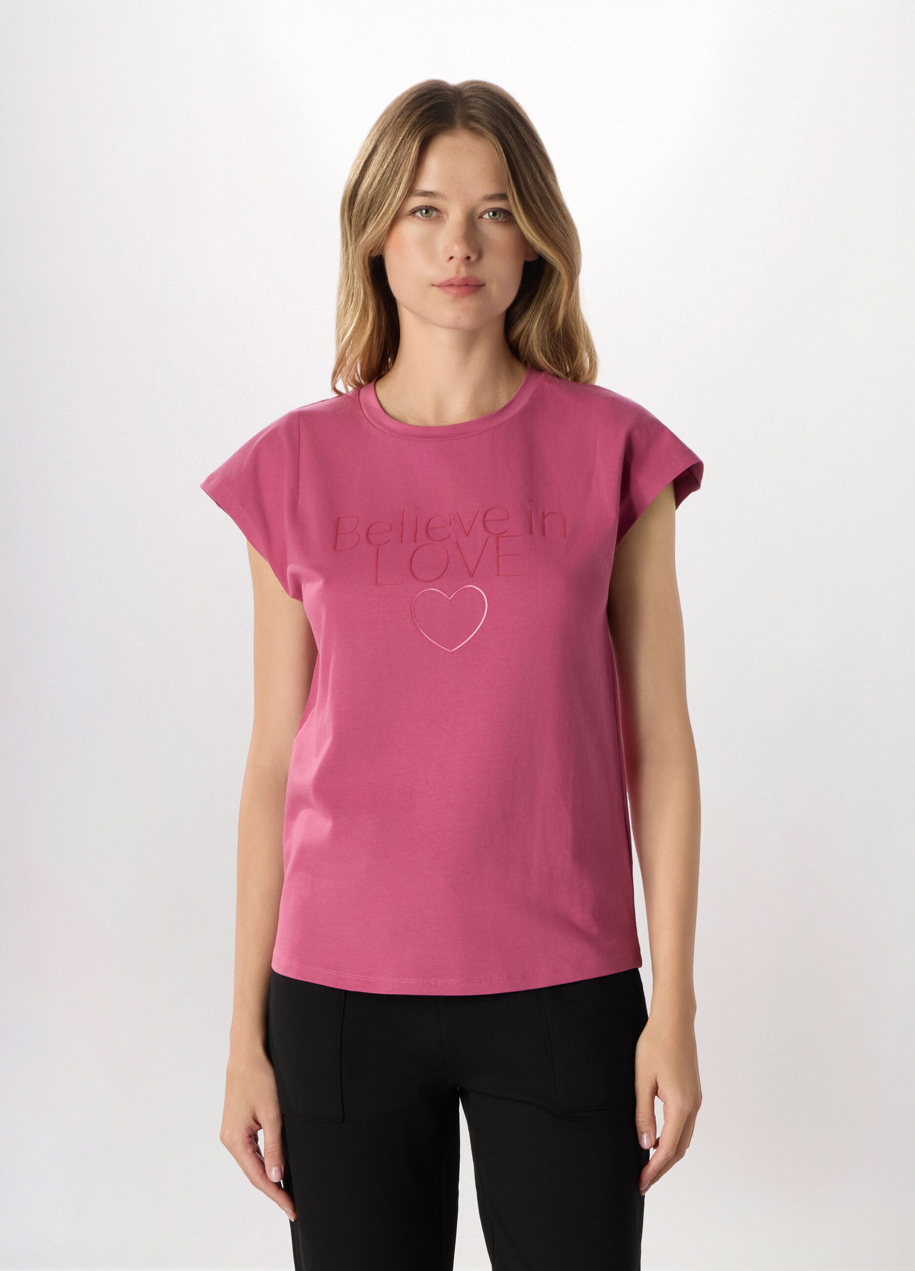 T-shirt in jersey di cotone stretch donna_0