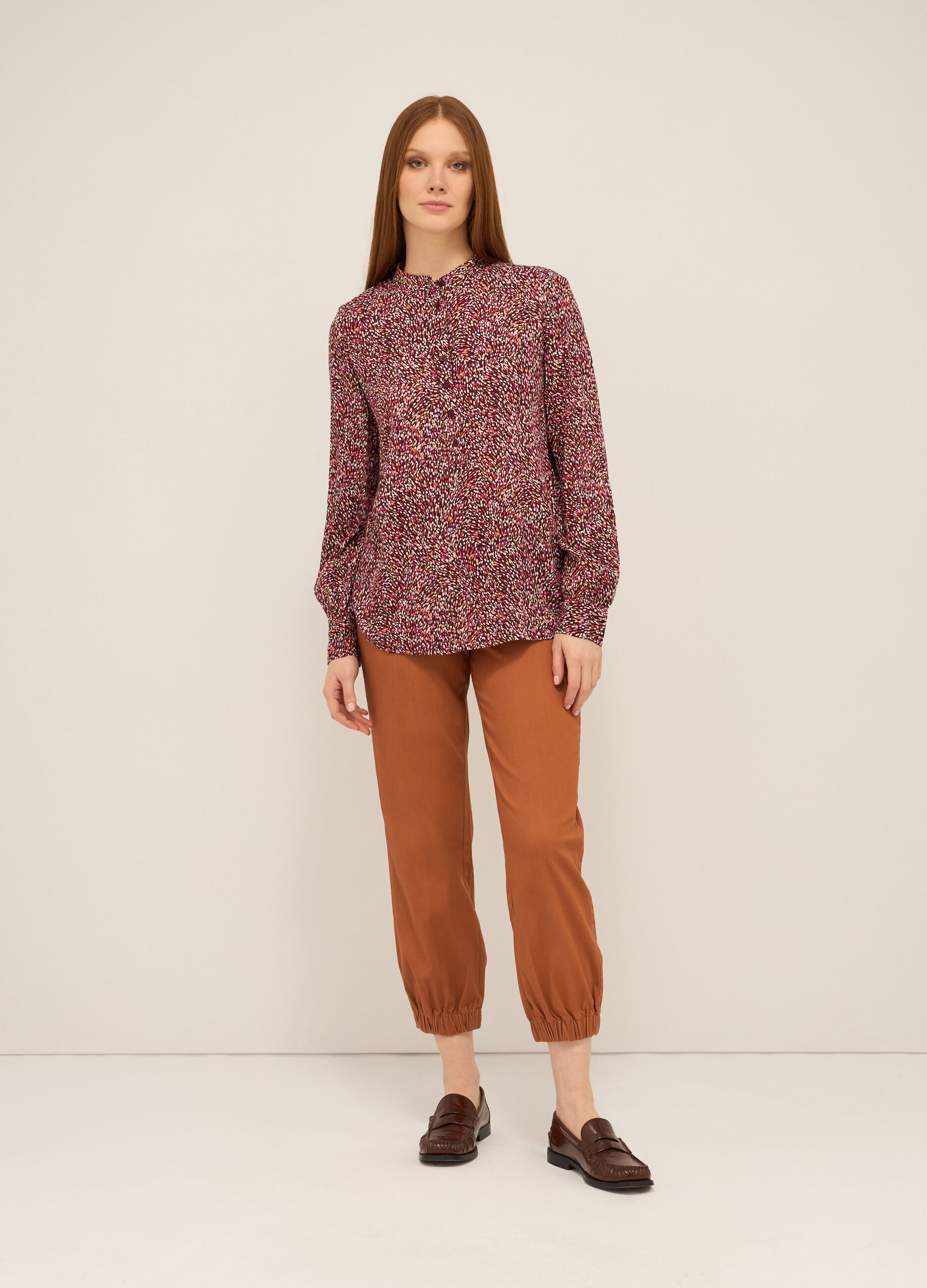 Pantaloni in misto cotone stretch donna