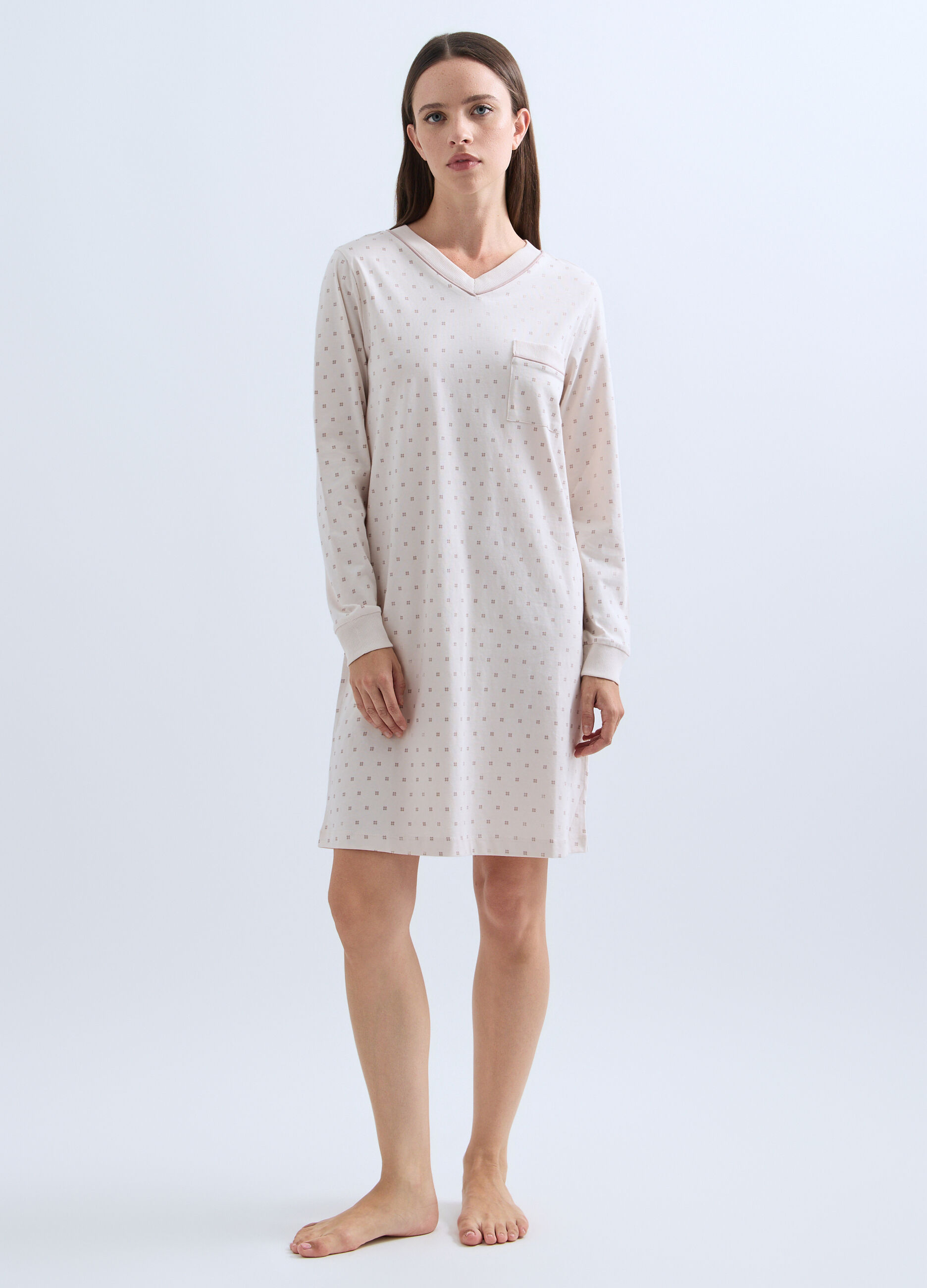 Camicia da notte in jersey di puro cotone donna_0