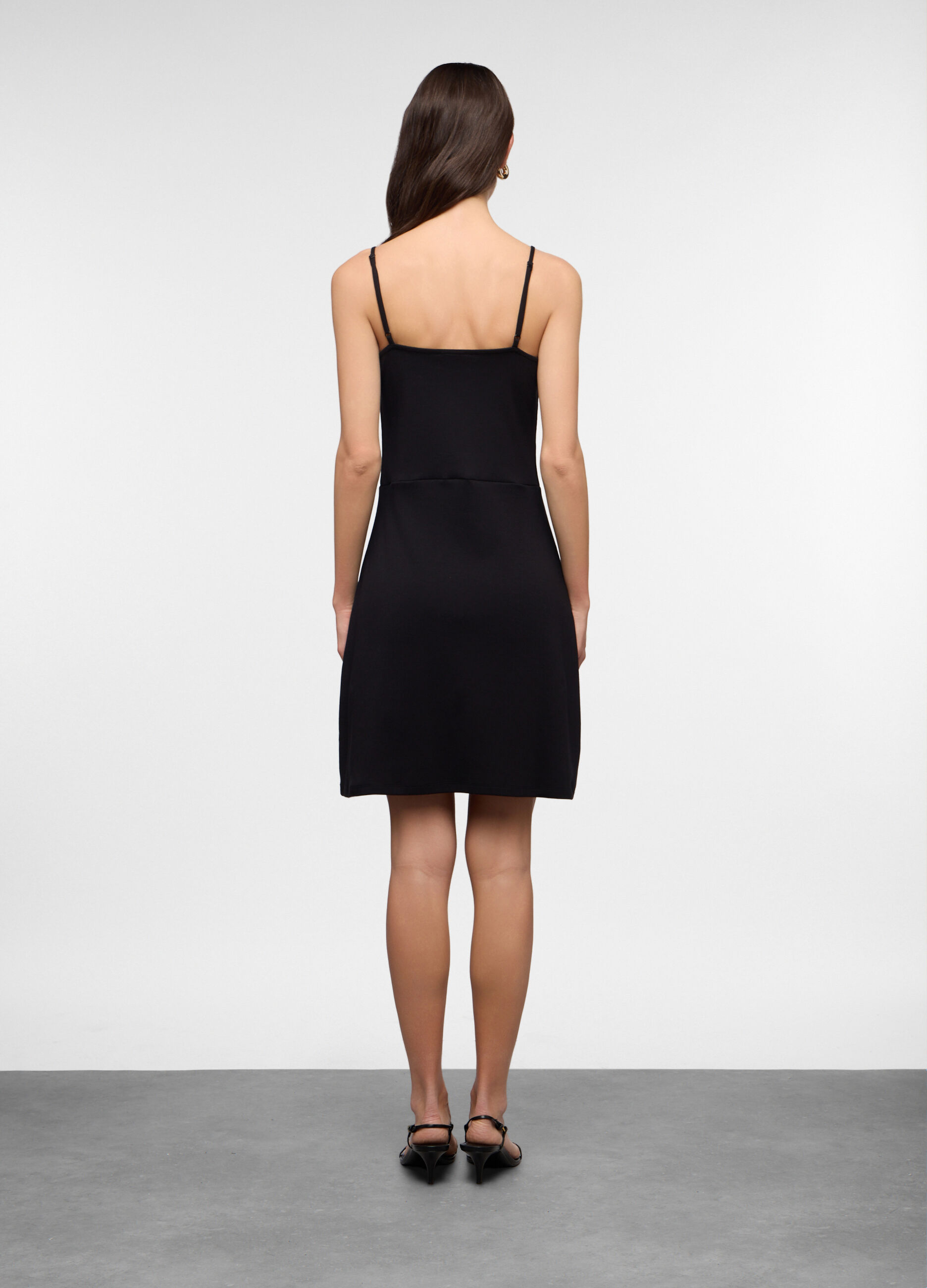 Abito corto in costina di cotone stretch donna_1