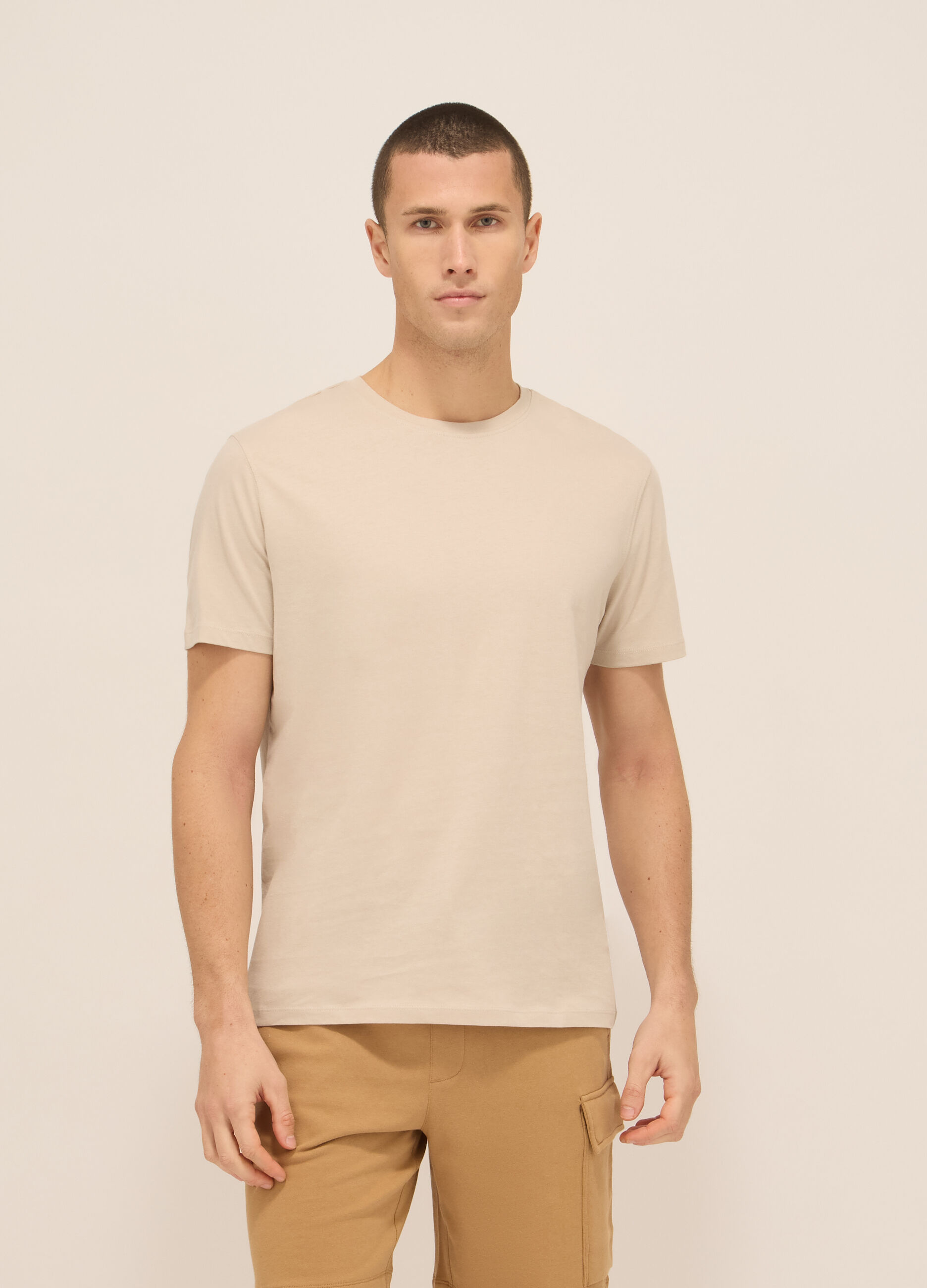 T-shirt girocollo in jersey di puro cotone uomo_0