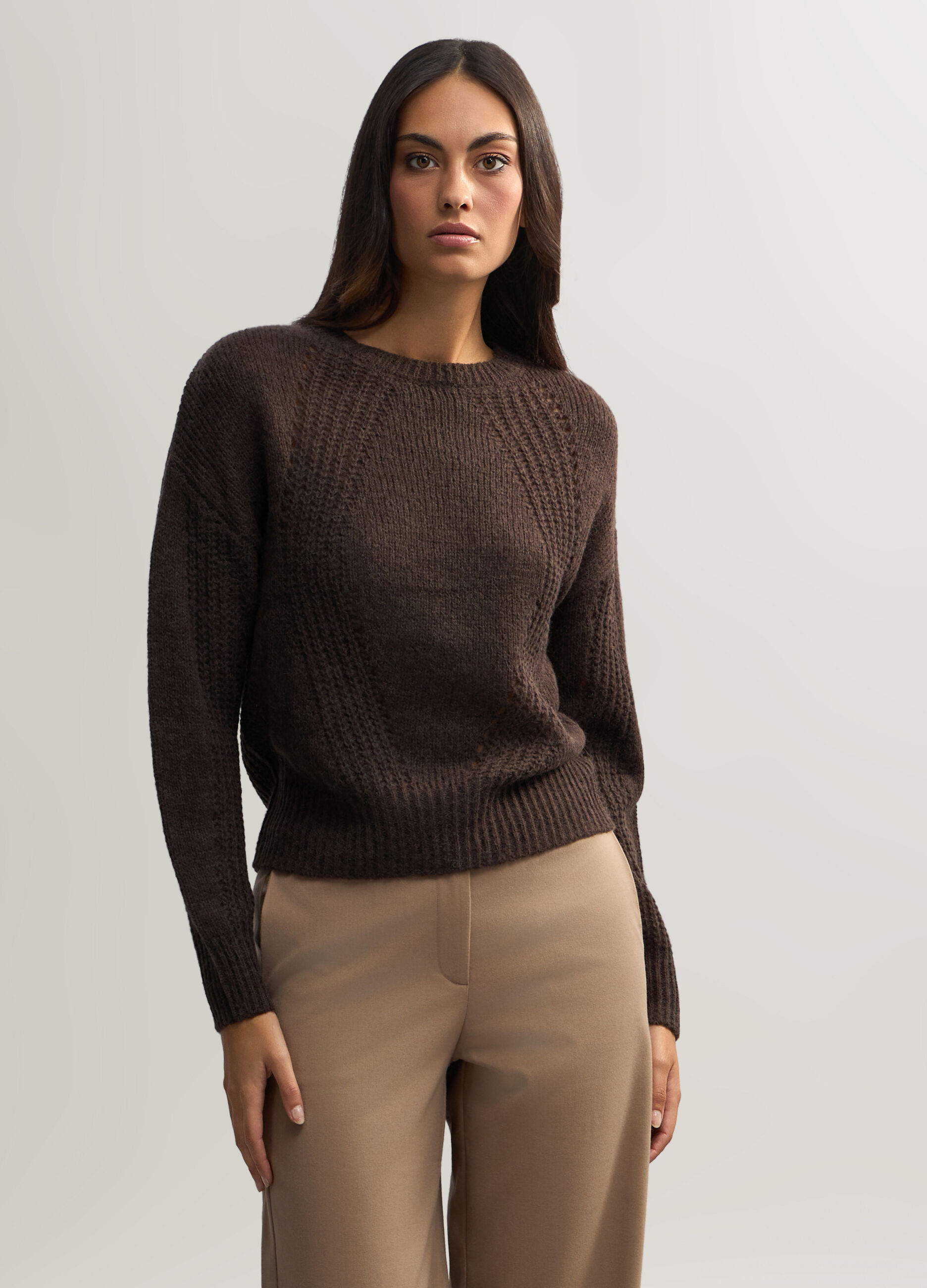 Pullover girocollo misto lana di Alpaca donna_0