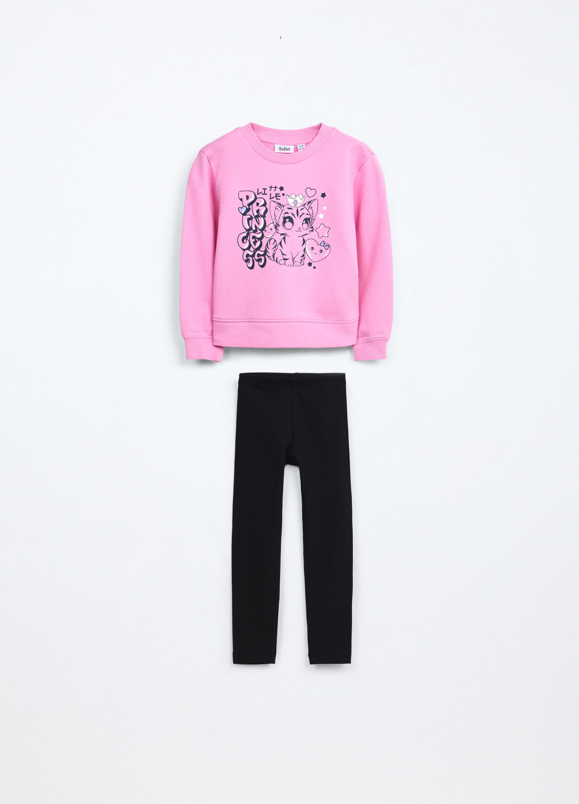 Jogging set in french terry di cotone stretch bambina_0