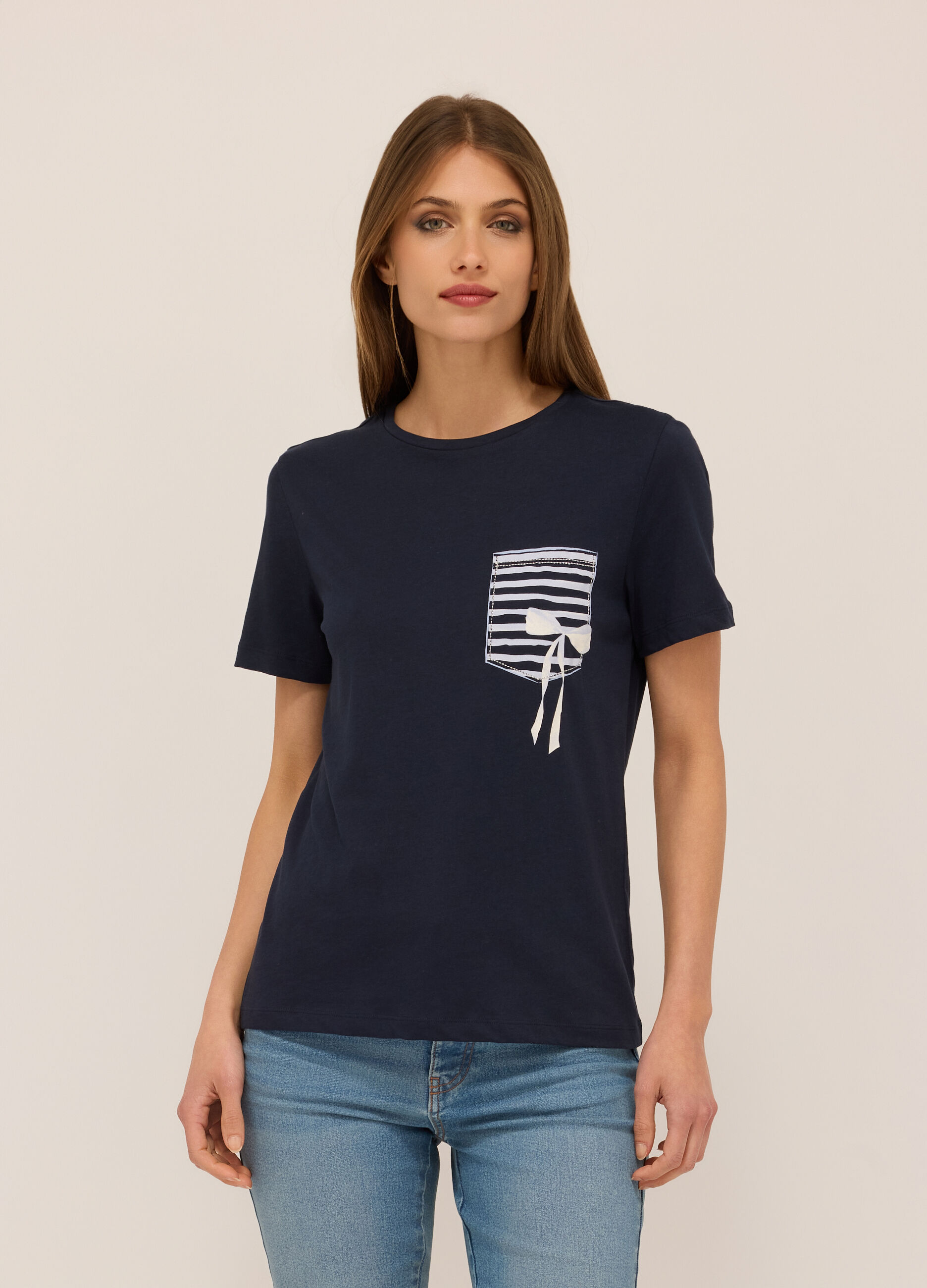T-shirt in jersey di puro cotone donna_0