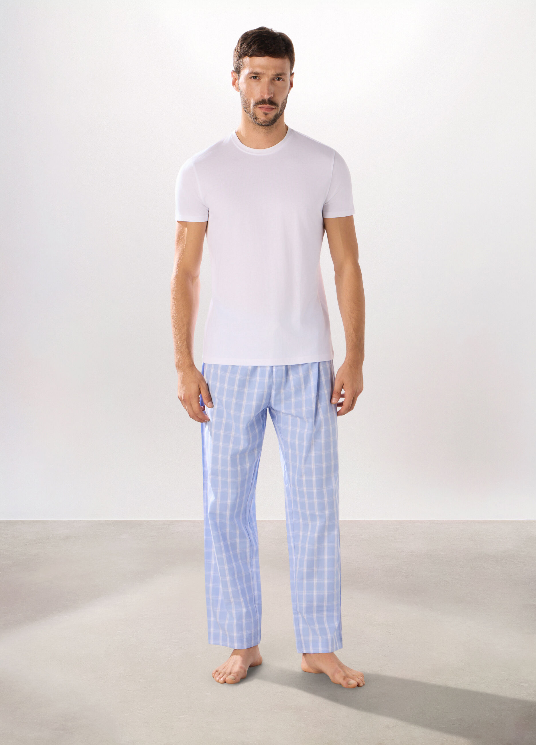 Pantalone lungo pigiama in puro cotone uomo_0