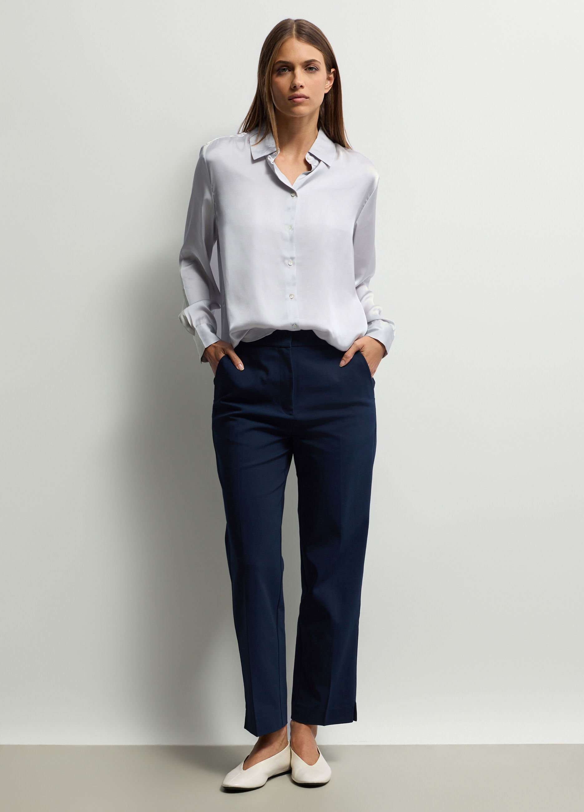 Pantaloni chino Fit Regular misto cotone stretch _0