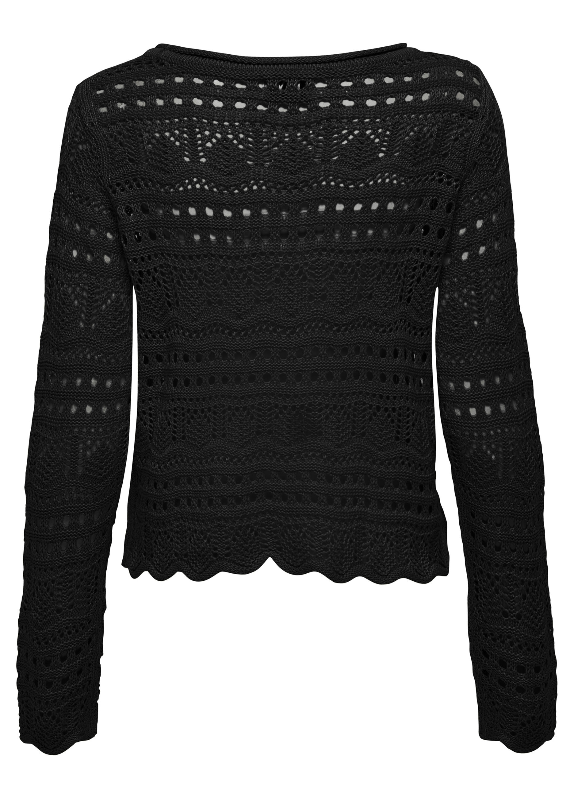 Maglia operata con scollo rotondo donna_6