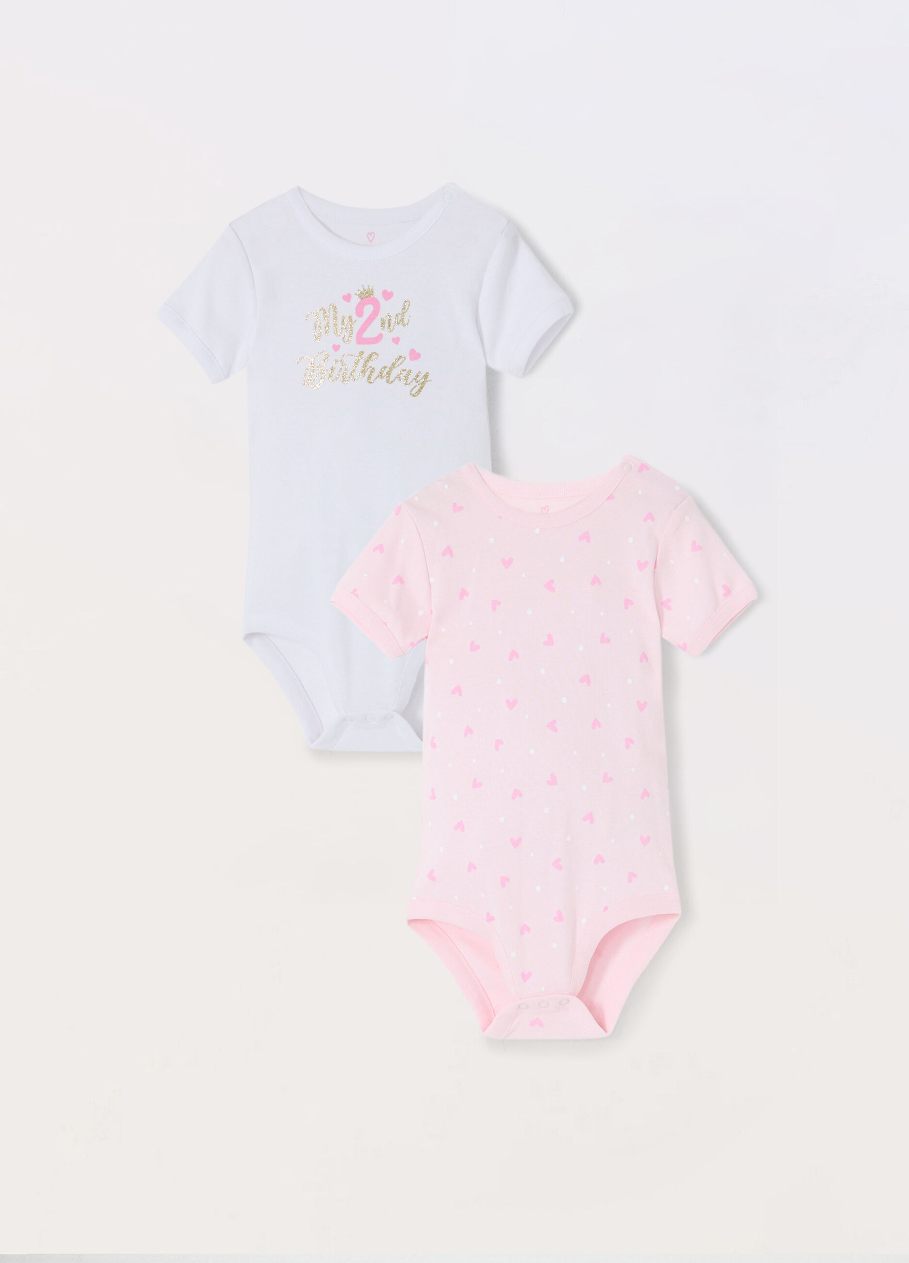 Pack 2 body compleanno in jersey di puro cotone neonata