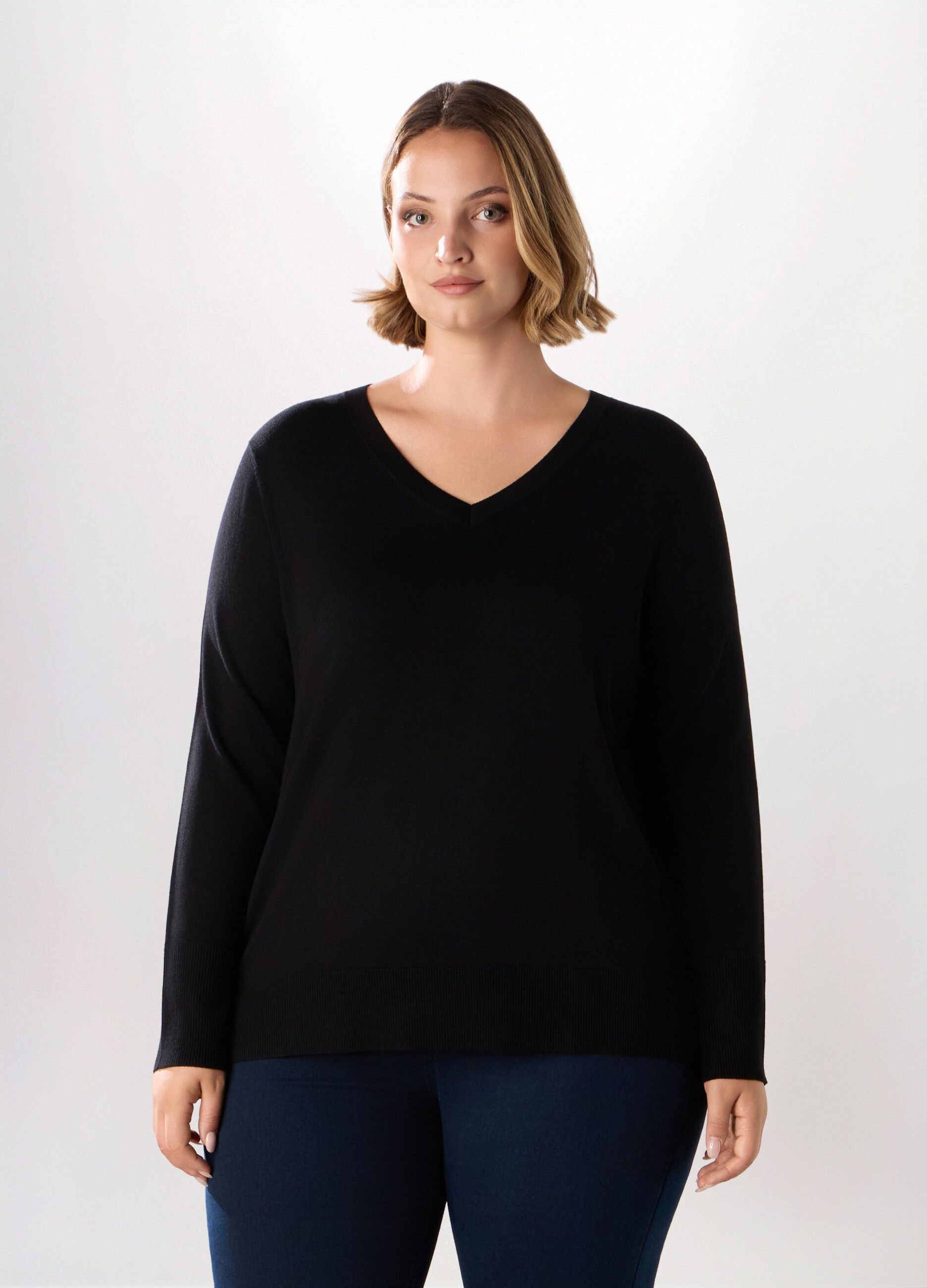 Pullover con scollo a V donna curvy_0