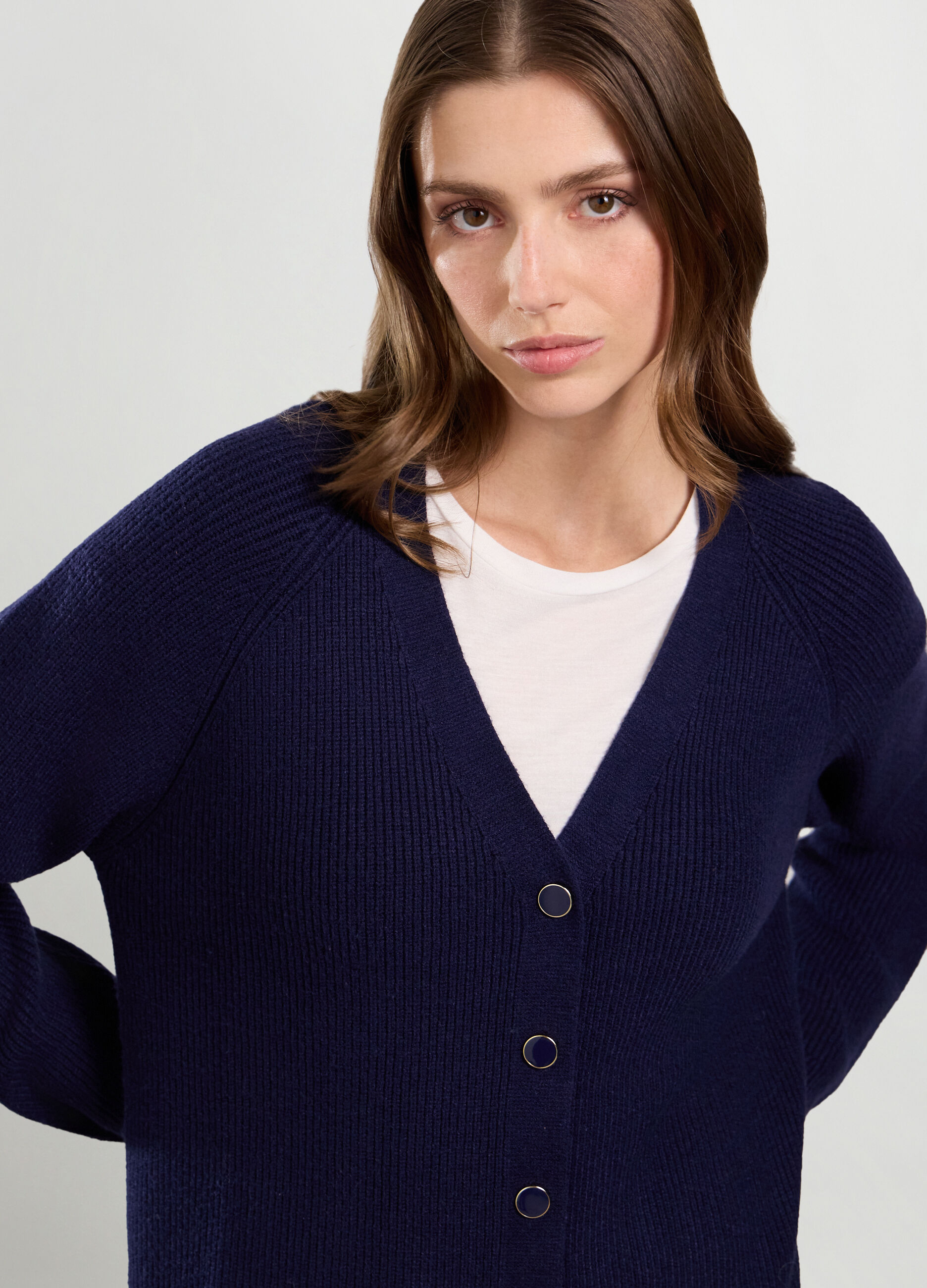 Cardigan in costina di misto viscosa donna_2