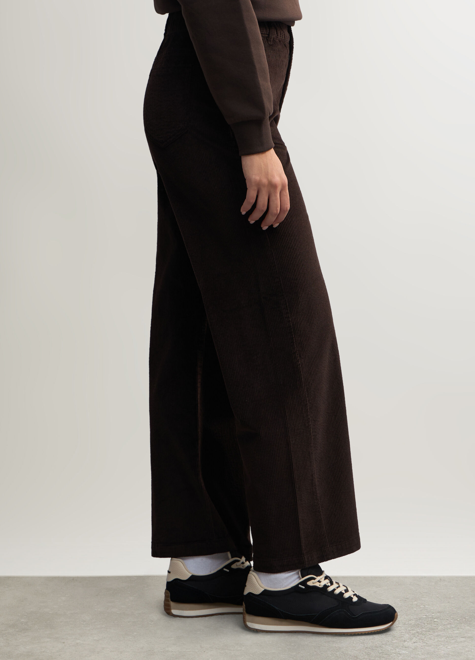 Pantaloni Wide Led in velluto a coste di cotone stretch donna_3