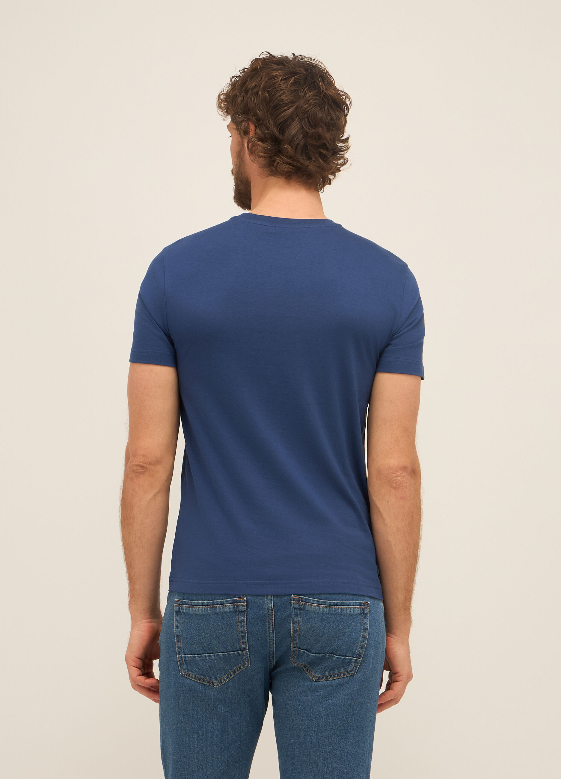 T-shirt girocollo in cotone con stampa uomo_1