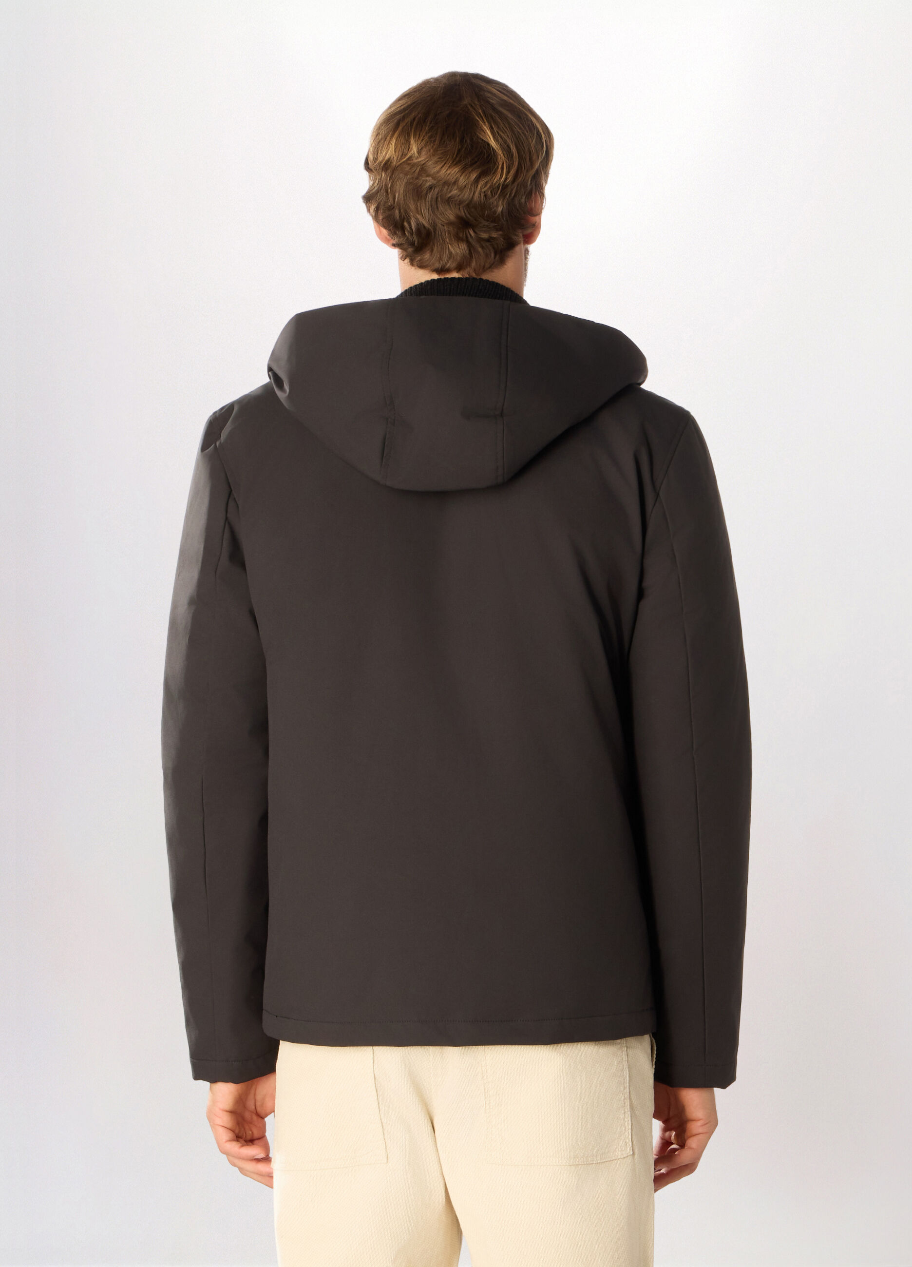 Parka corto in tessuto tecnico con zip uomo_1