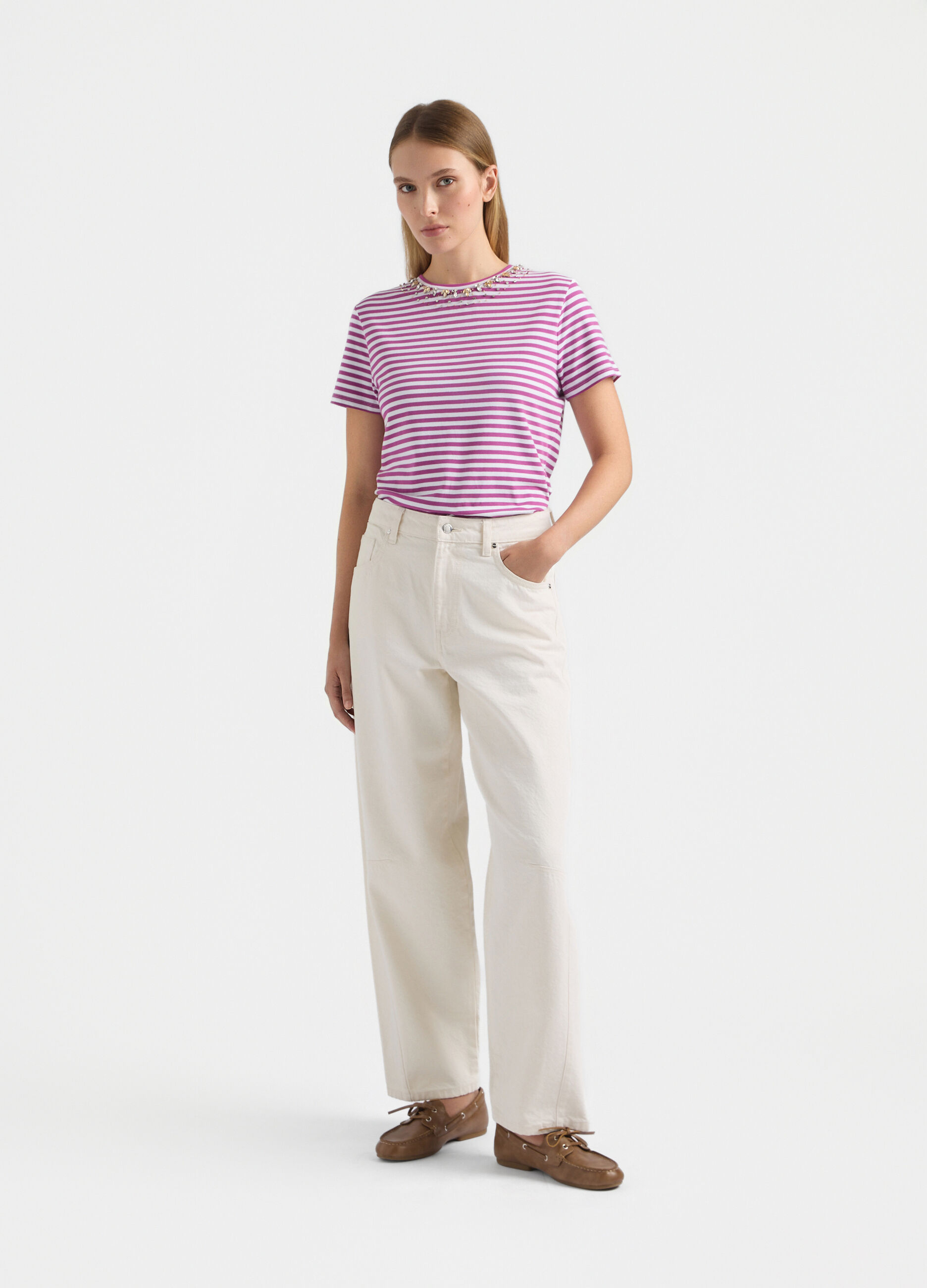 T-shirt girocollo stretch donna_0